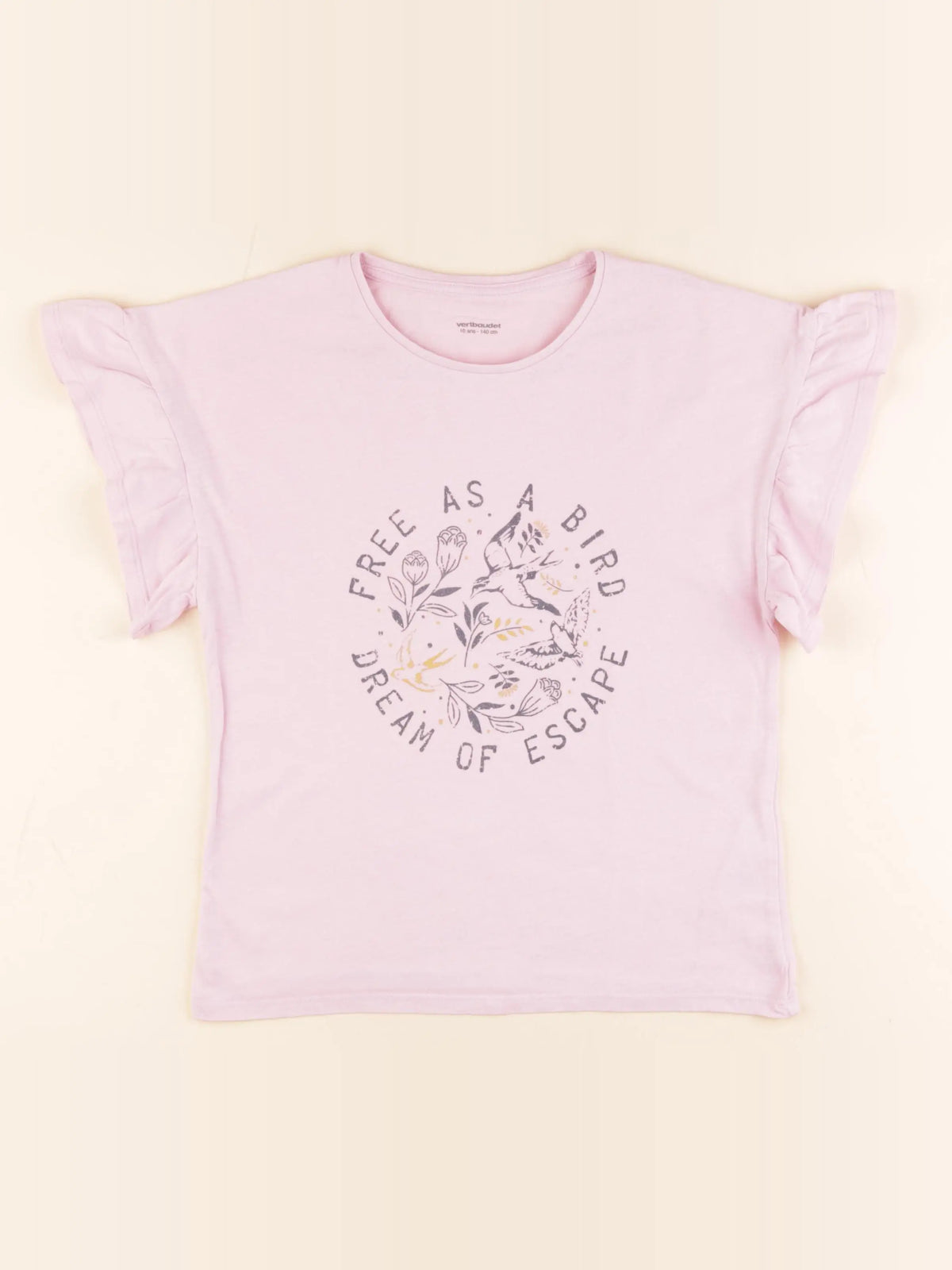 Vertbaudet - tee-shirt rose, or - 10 ans