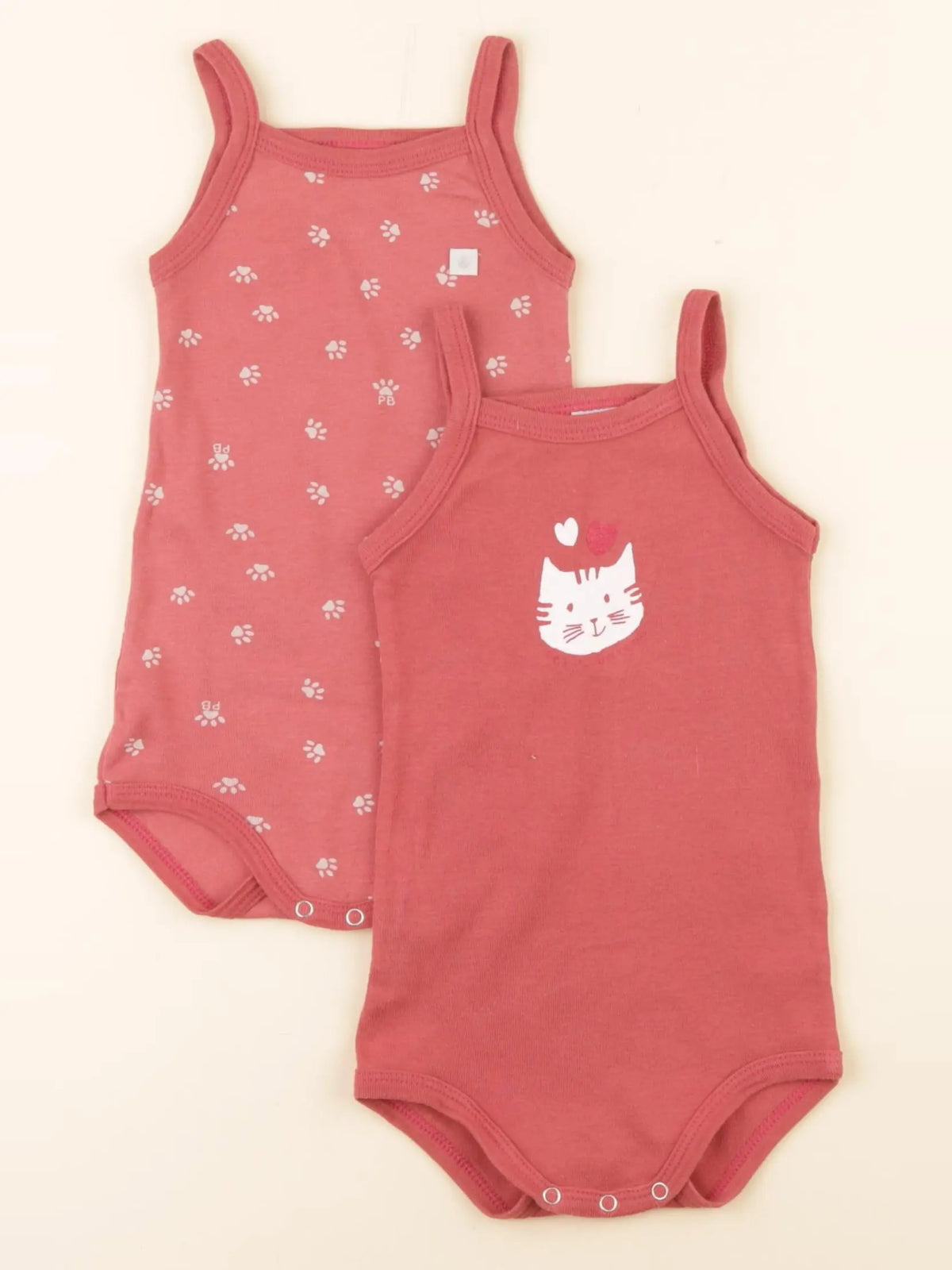 Petit Bateau - lot de 2 bodies en coton rouge - 12 mois
