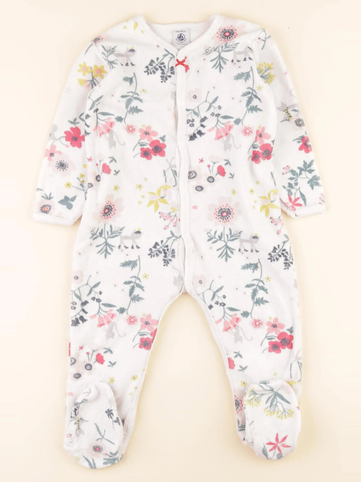 Petit Bateau - pyjama velours multicolore - 24 mois