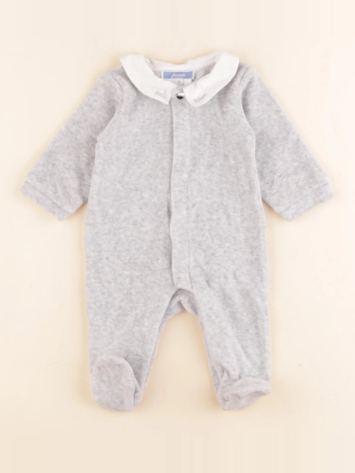 Jacadi - pyjama velours gris - 1 mois