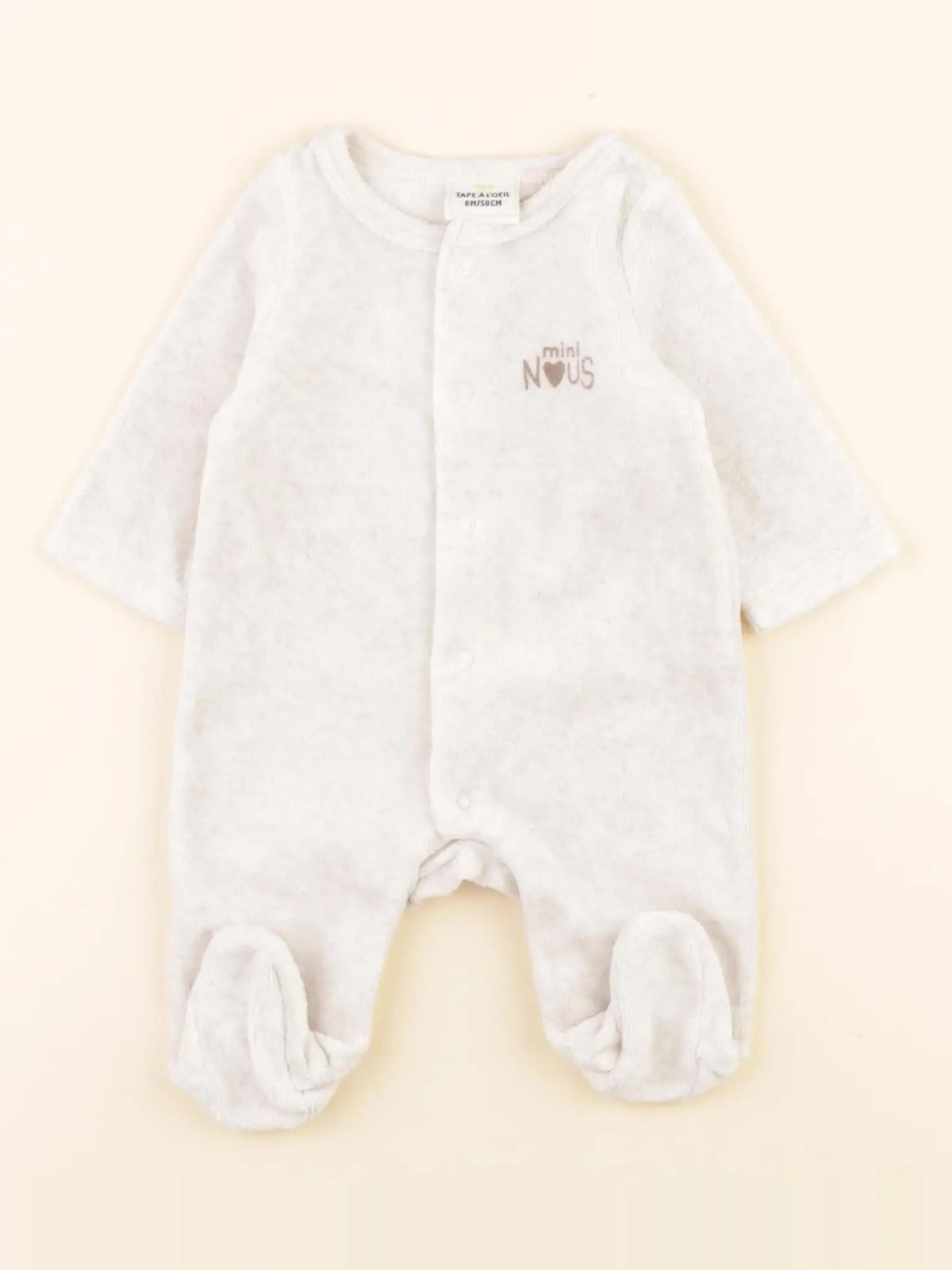 Tape à l'oeil - pyjama velours beige - 0 mois