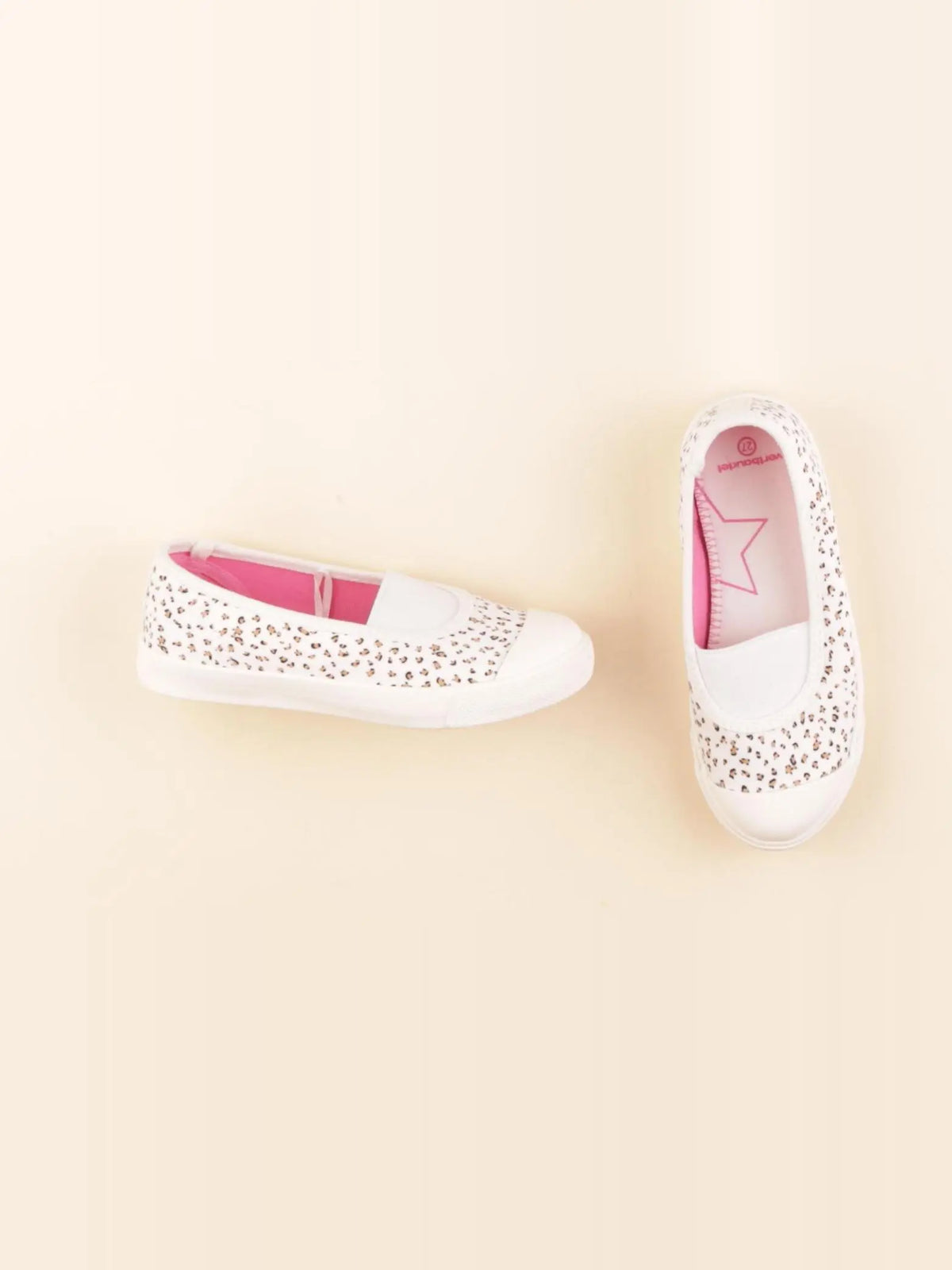 Vertbaudet - tennis élastiqué blanc, marron - pointure 27
