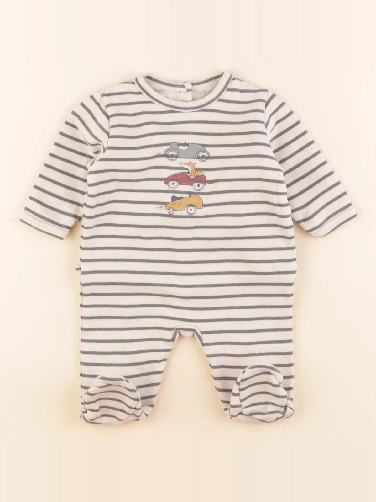 Vertbaudet - pyjama coton beige, vert - 3 mois