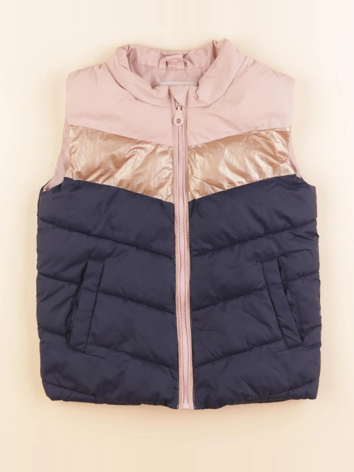 Vertbaudet - doudoune rose, bleu, bronze - 7 ans