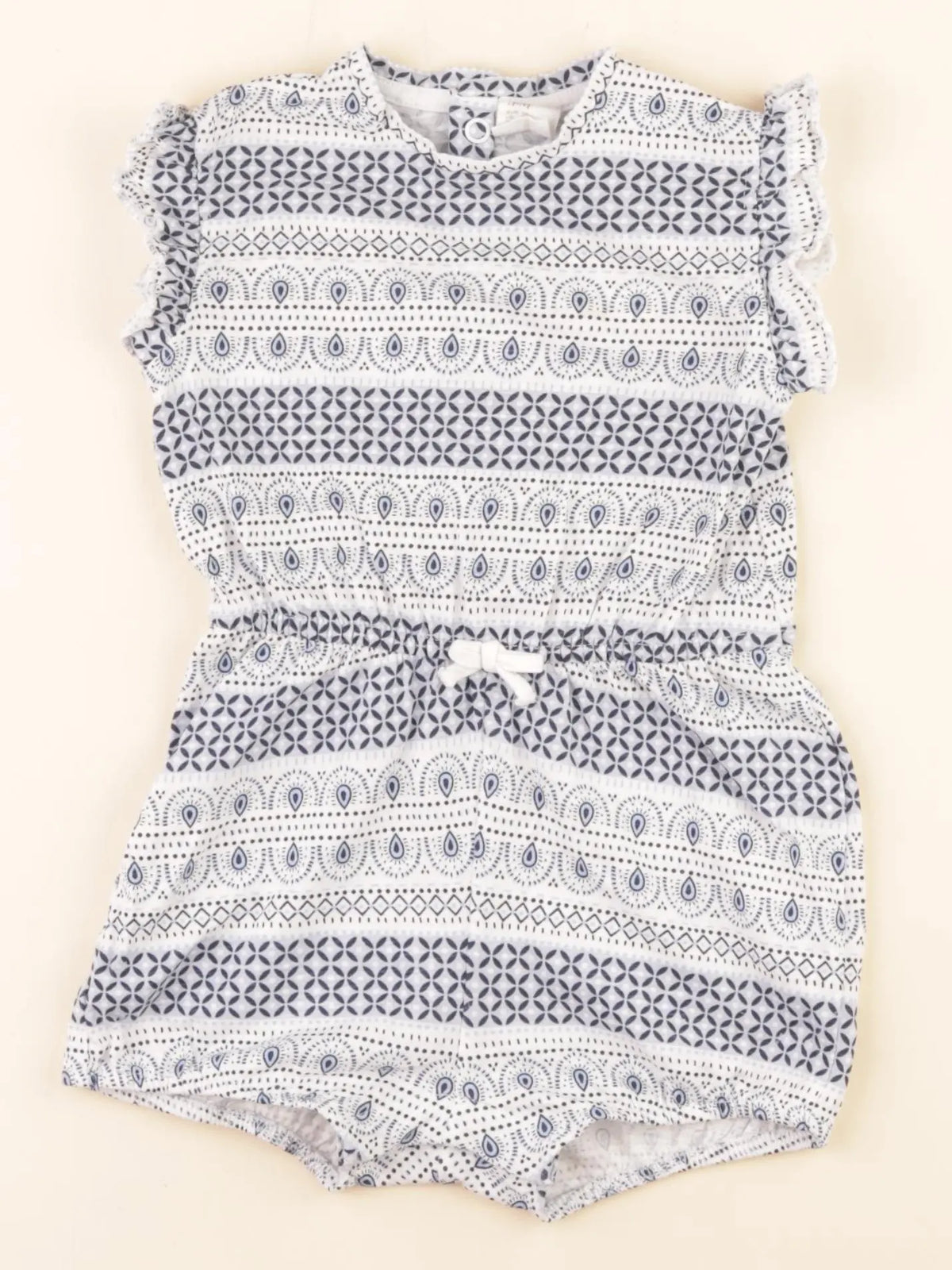 H&M - combinaison blanc, bleu - 4/6 mois
