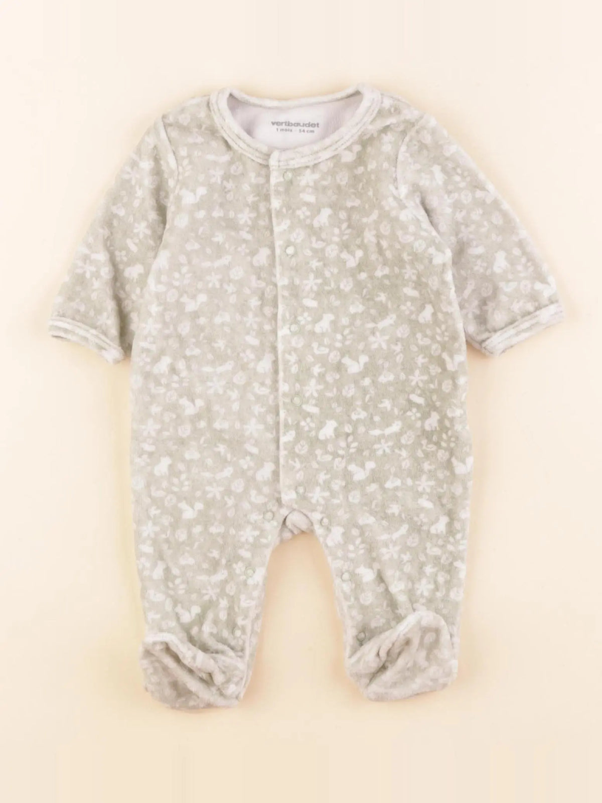 Vertbaudet - pyjama velours vert - 1 mois