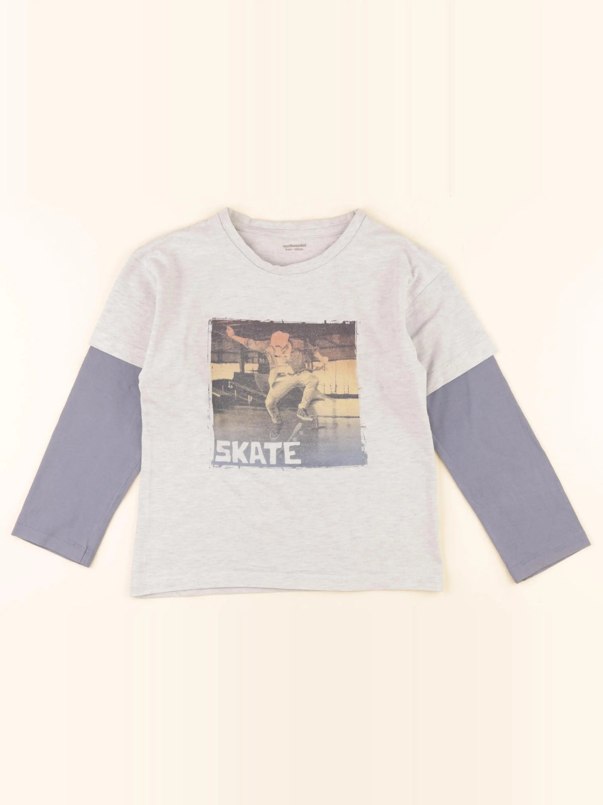 Vertbaudet - tee-shirt gris, bleu - 8 ans