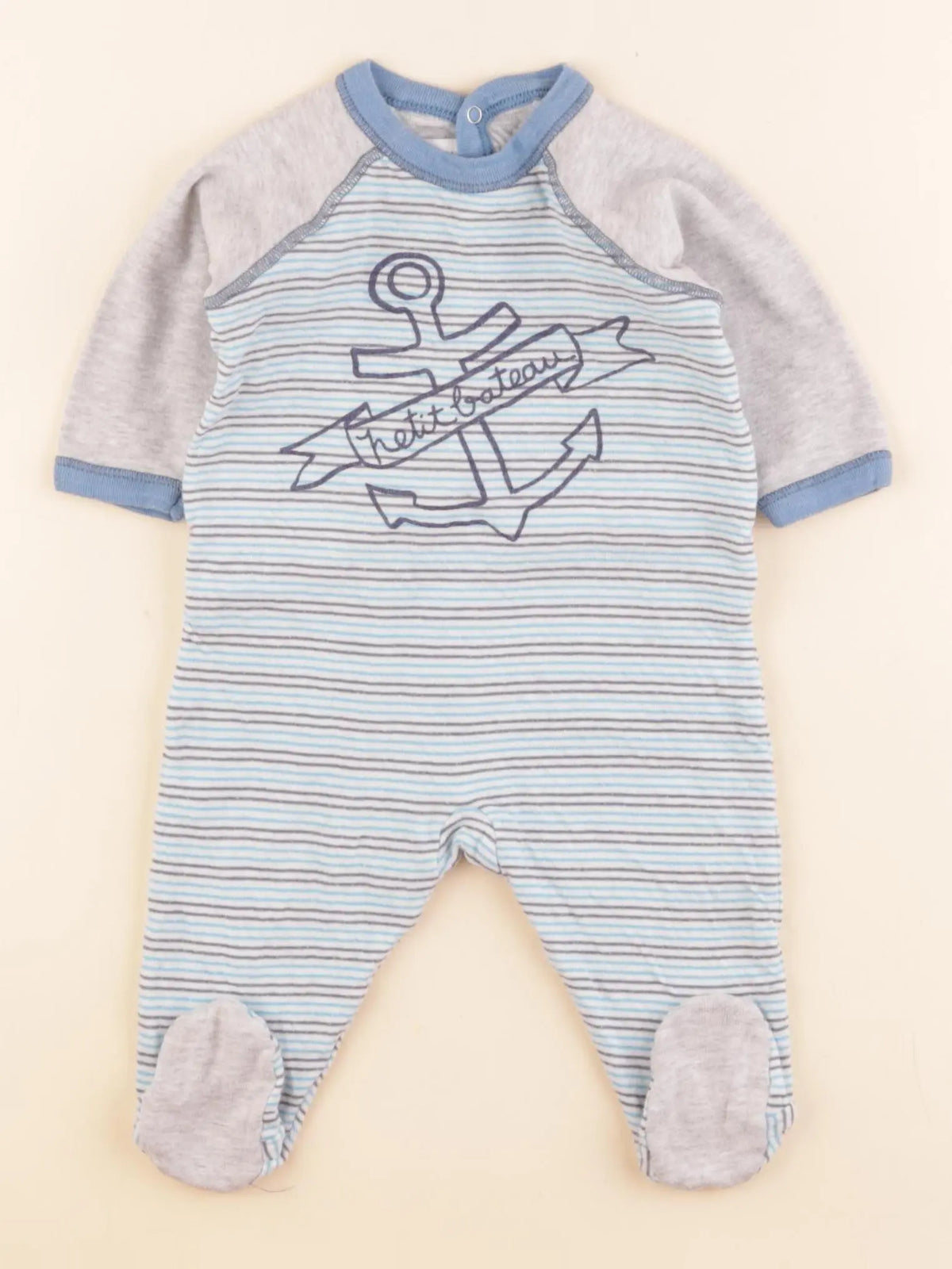 Petit Bateau - pyjama coton bleu - 3 mois