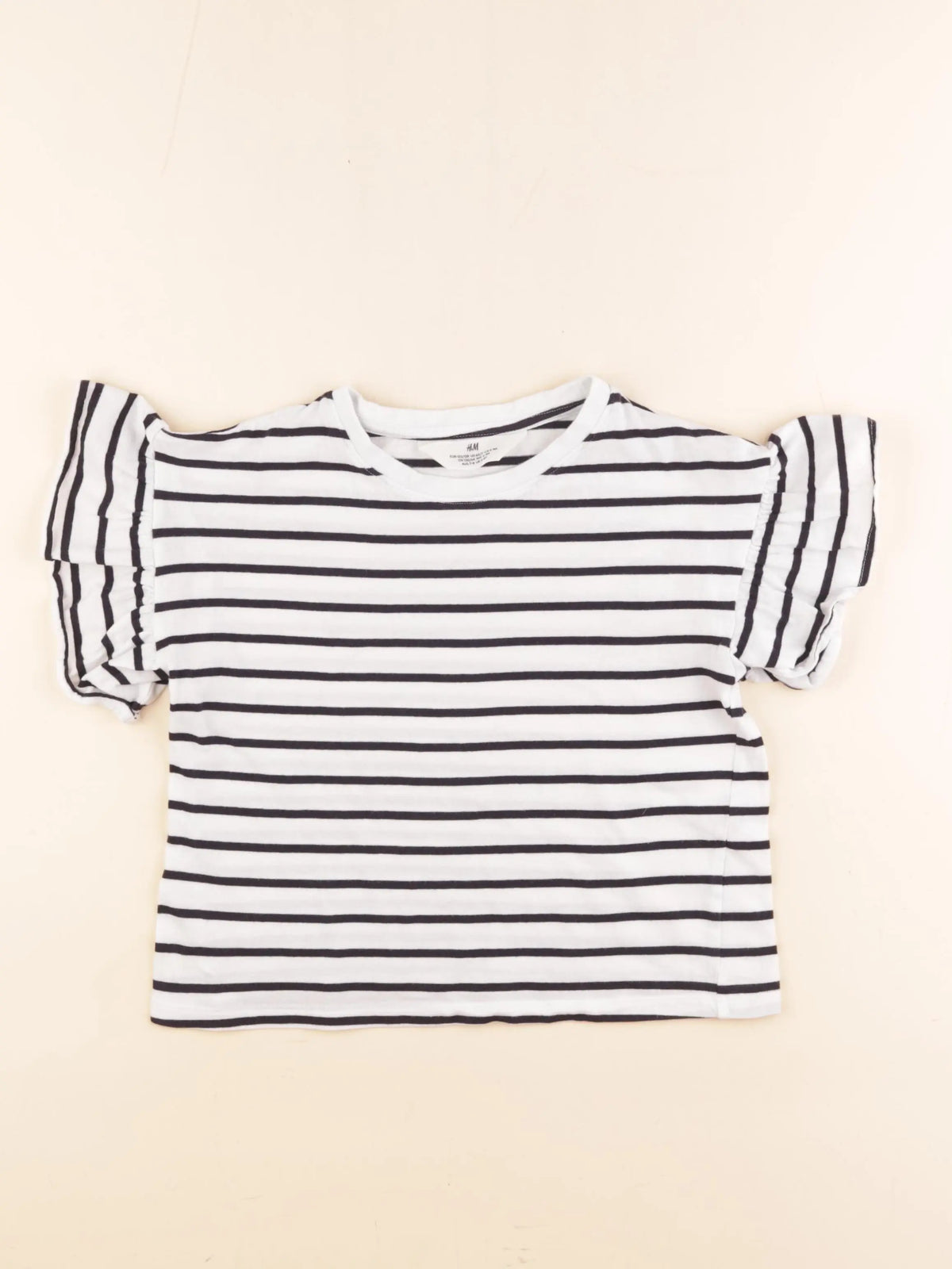 H&M - tee-shirt blanc, bleu - 6/8 ans