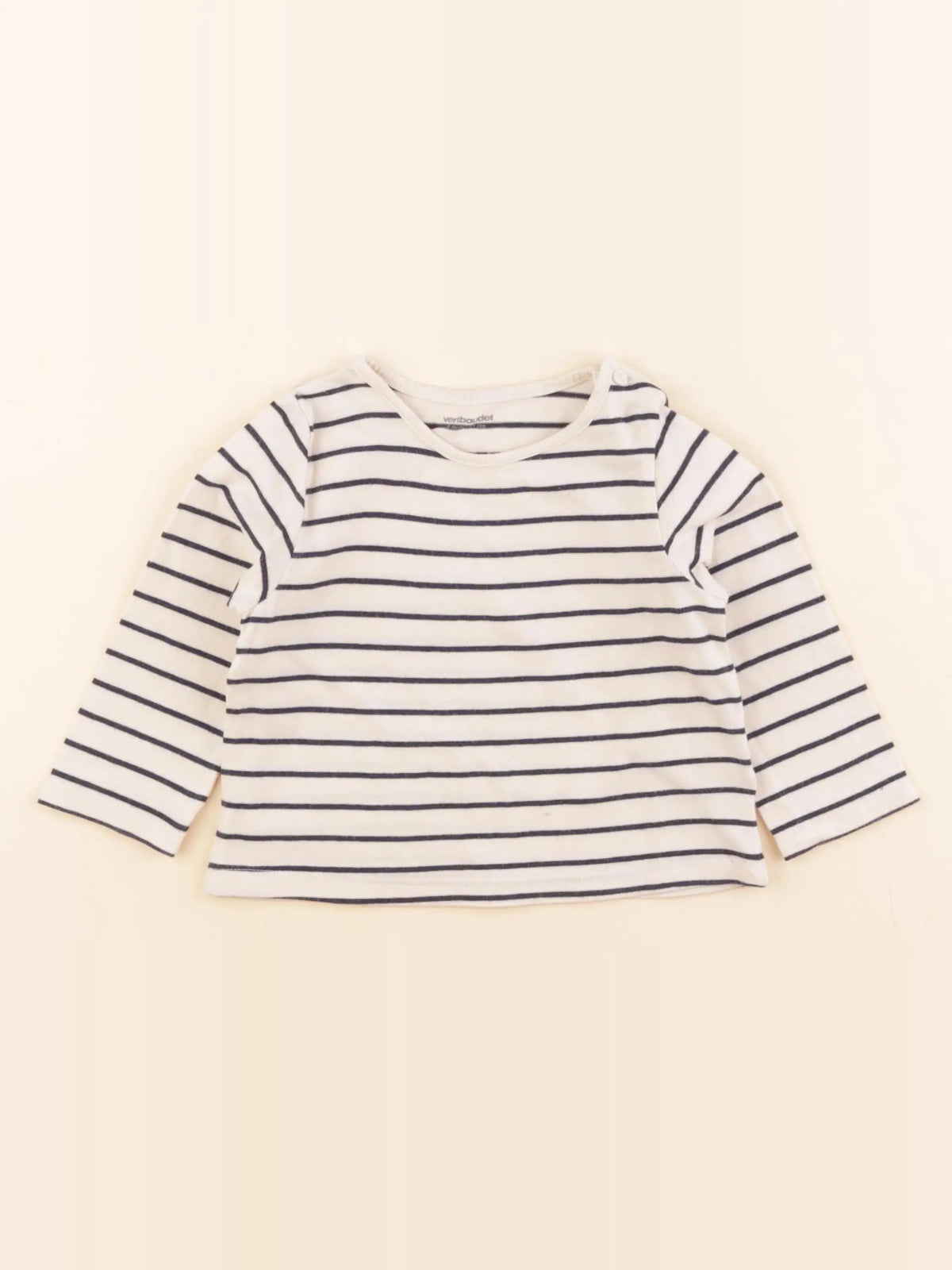 Vertbaudet - tee-shirt beige, bleu - 9 mois