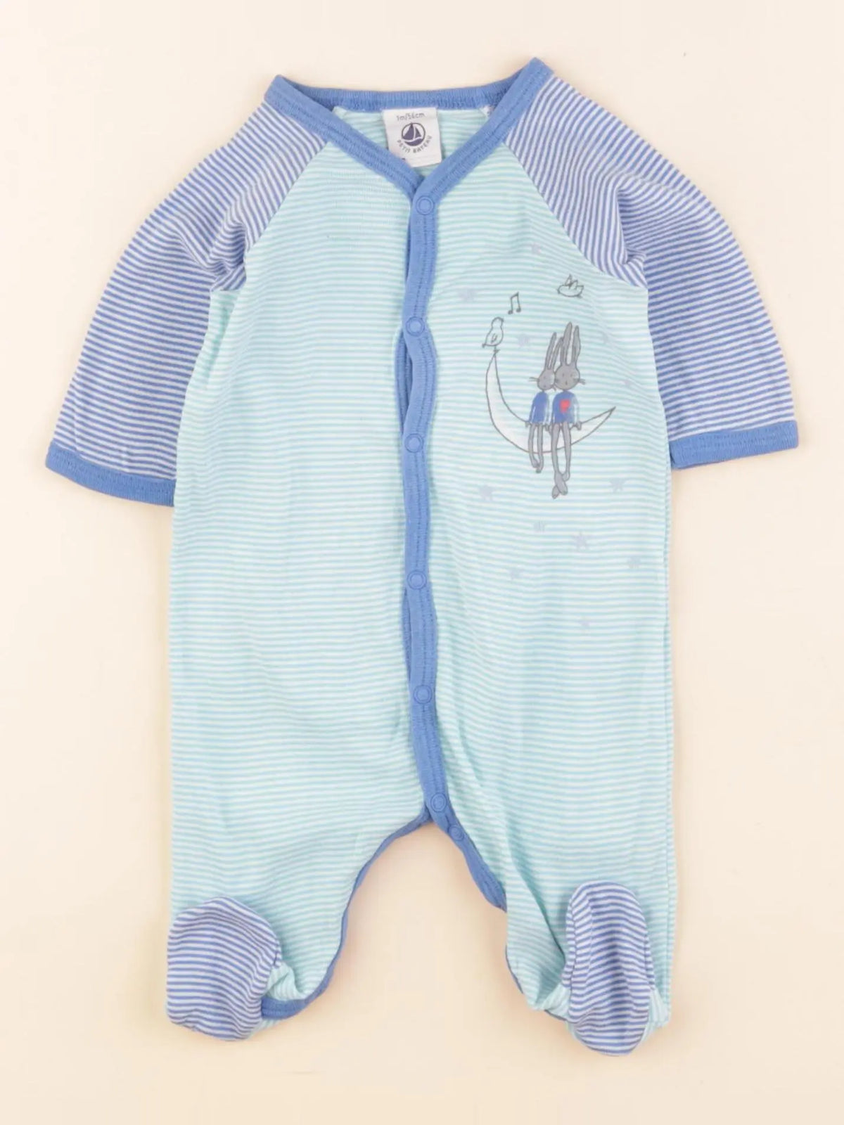 Petit Bateau - pyjama coton bleu - 1 mois