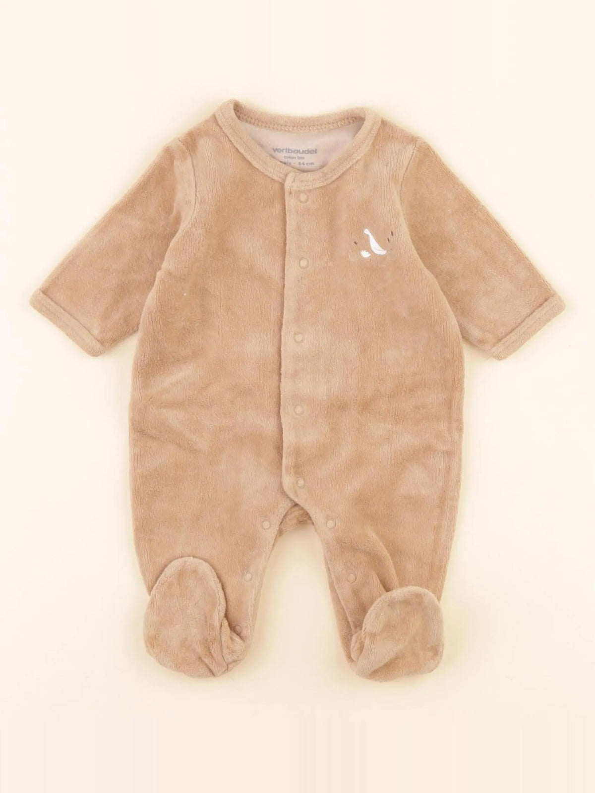 Vertbaudet - pyjama velours marron - 1 mois