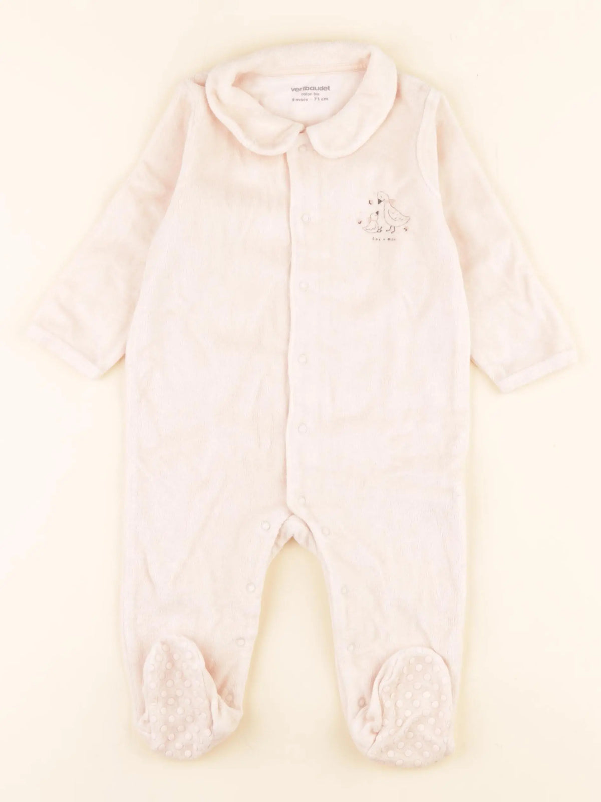 Vertbaudet - pyjama velours rose - 9 mois