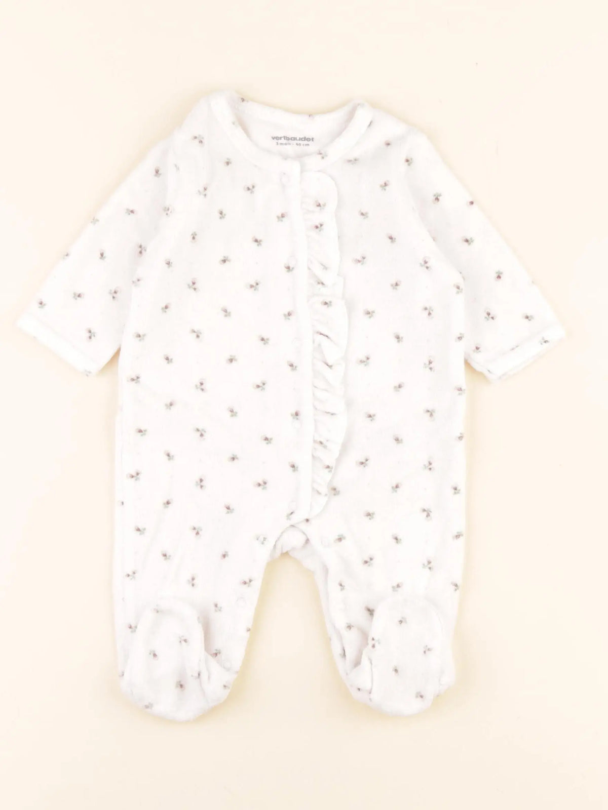 Vertbaudet - pyjama velours blanc - 3 mois