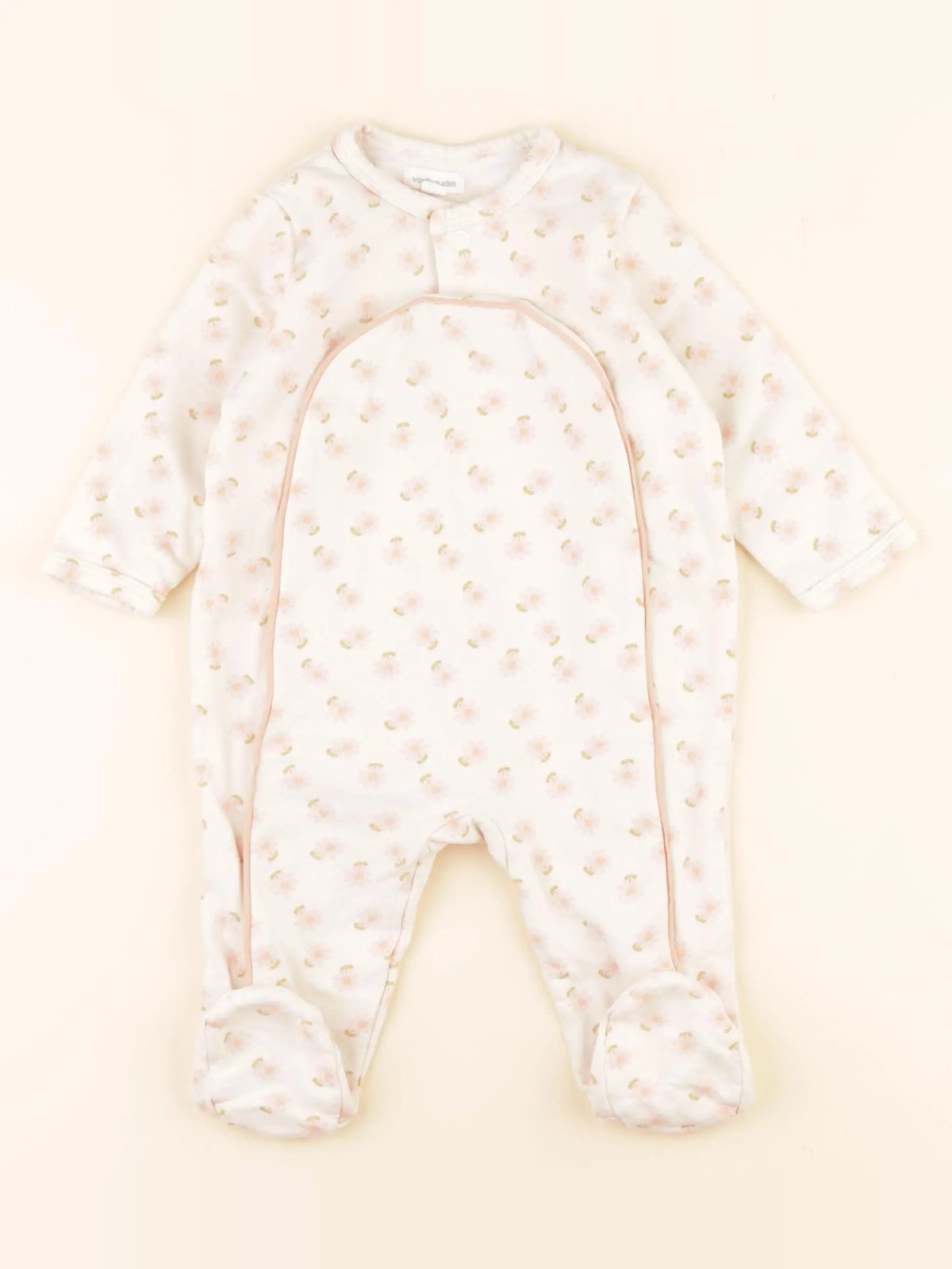Vertbaudet - pyjama coton beige - 6 mois