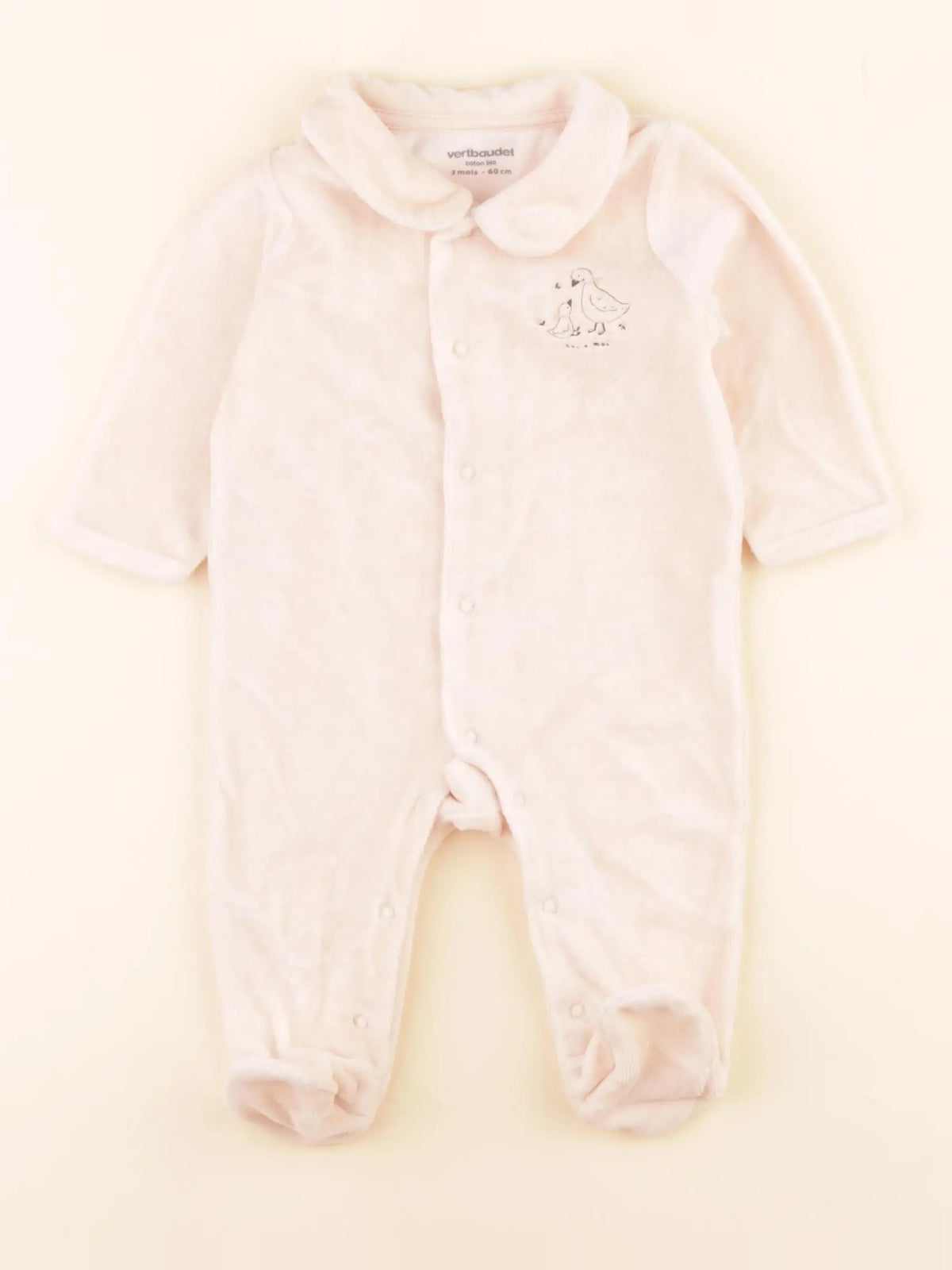 Vertbaudet - pyjama velours rose - 3 mois