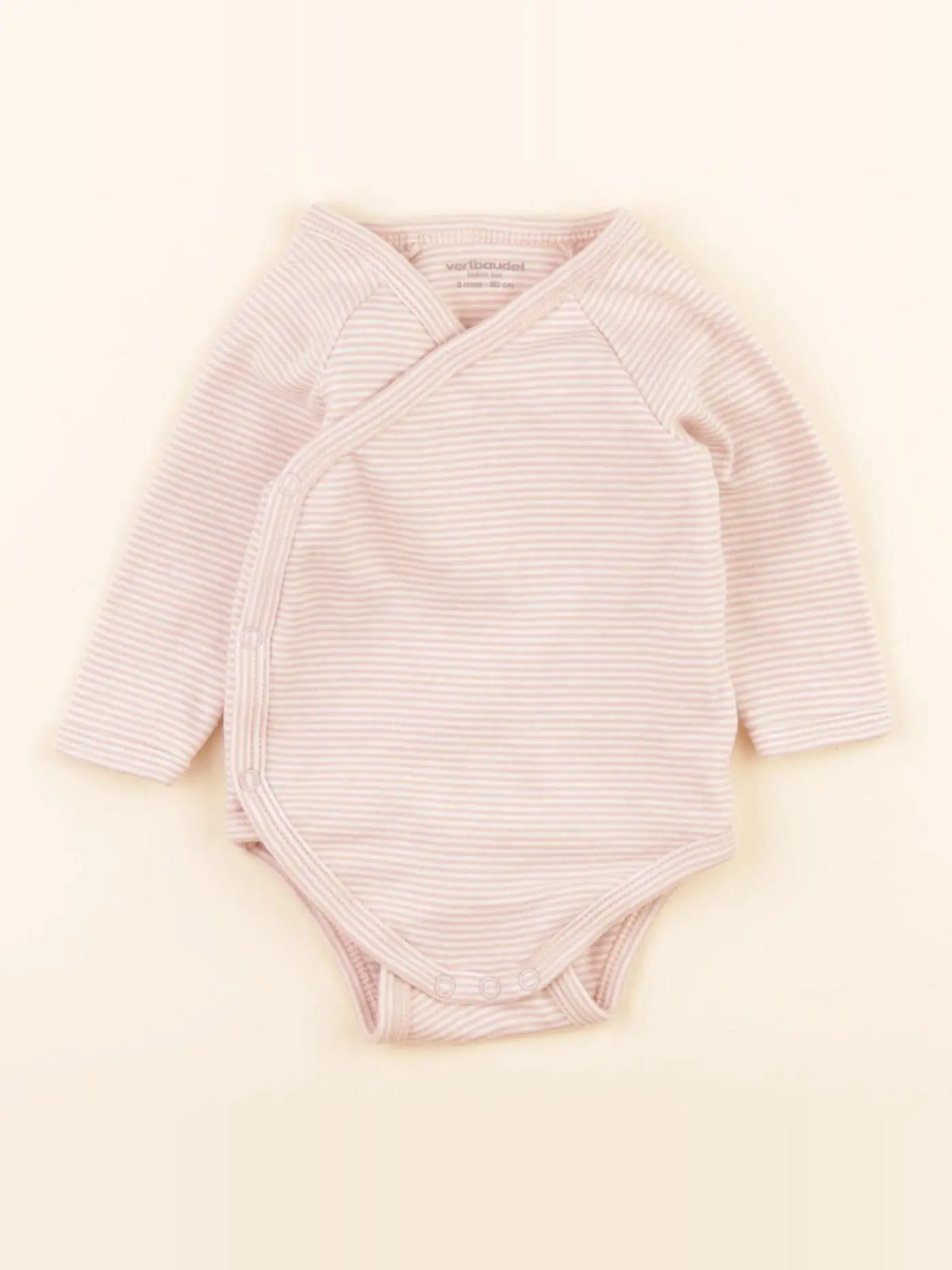 Vertbaudet - body beige, rose - 3 mois