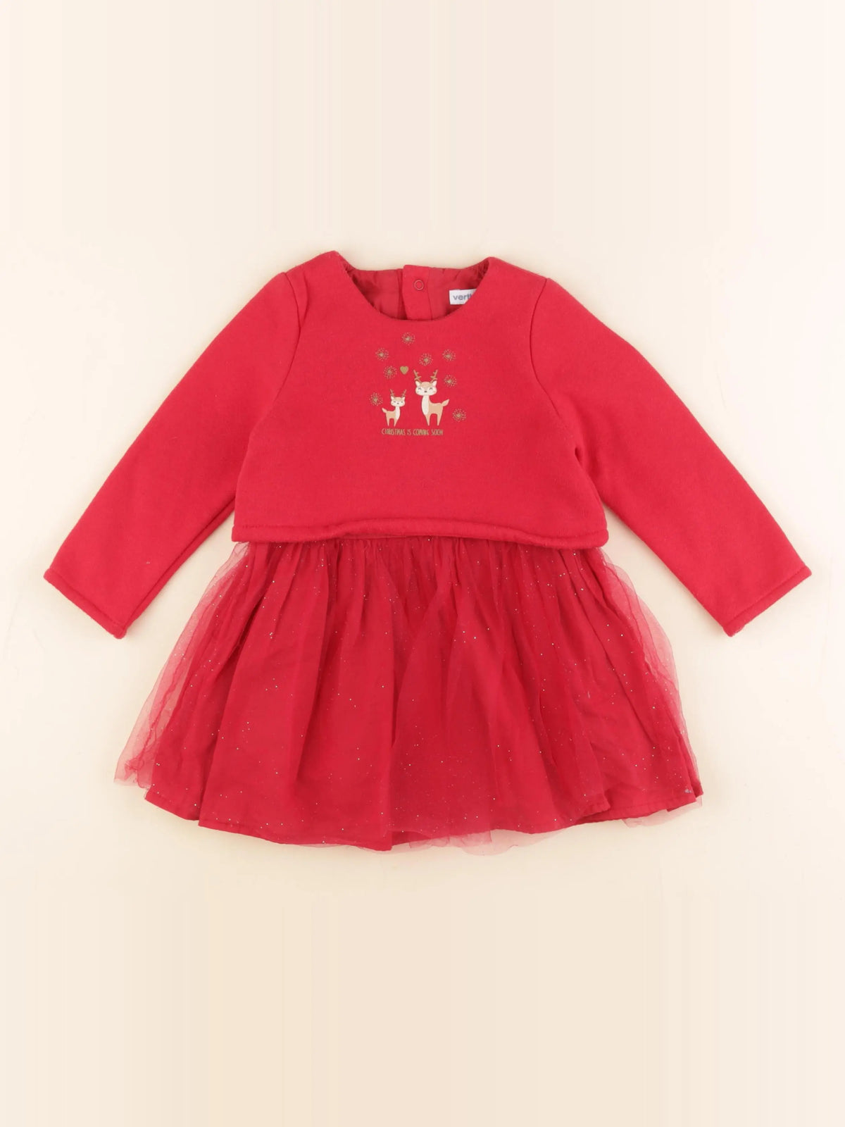 Vertbaudet - robe rouge, or - 18 mois