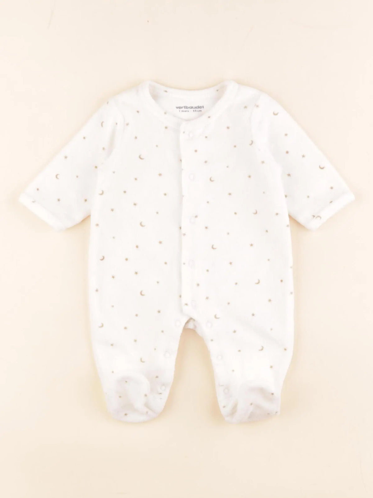 Vertbaudet - pyjama velours beige, or - 1 mois