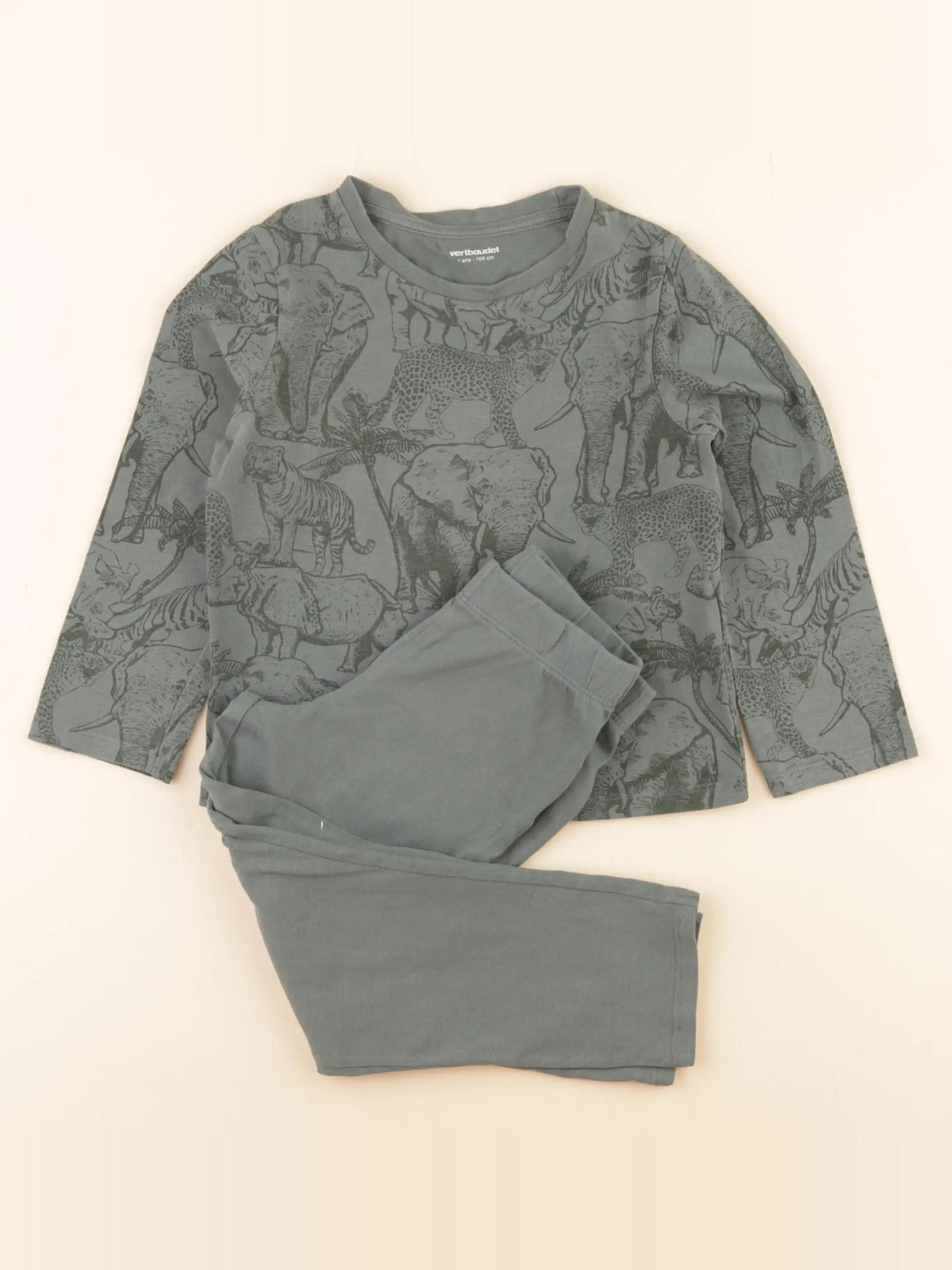 Vertbaudet - pyjama coton vert - 4 ans
