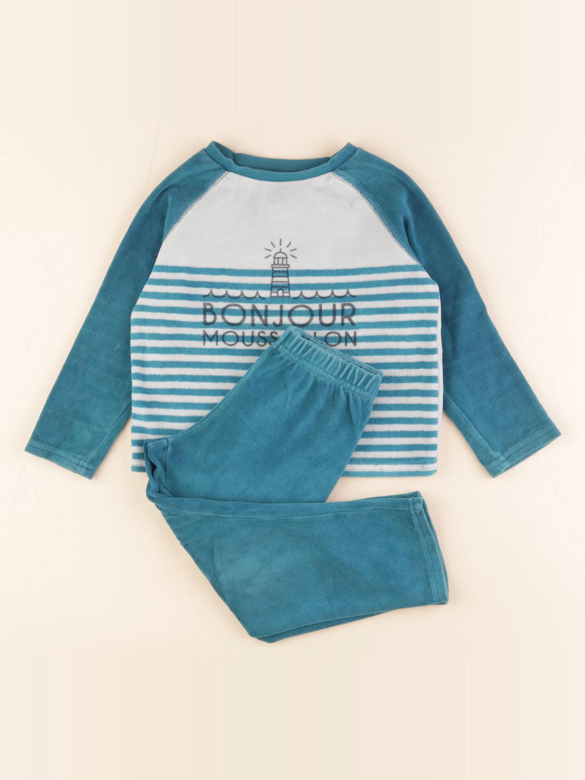 Vertbaudet - pyjama velours bleu - 3 ans