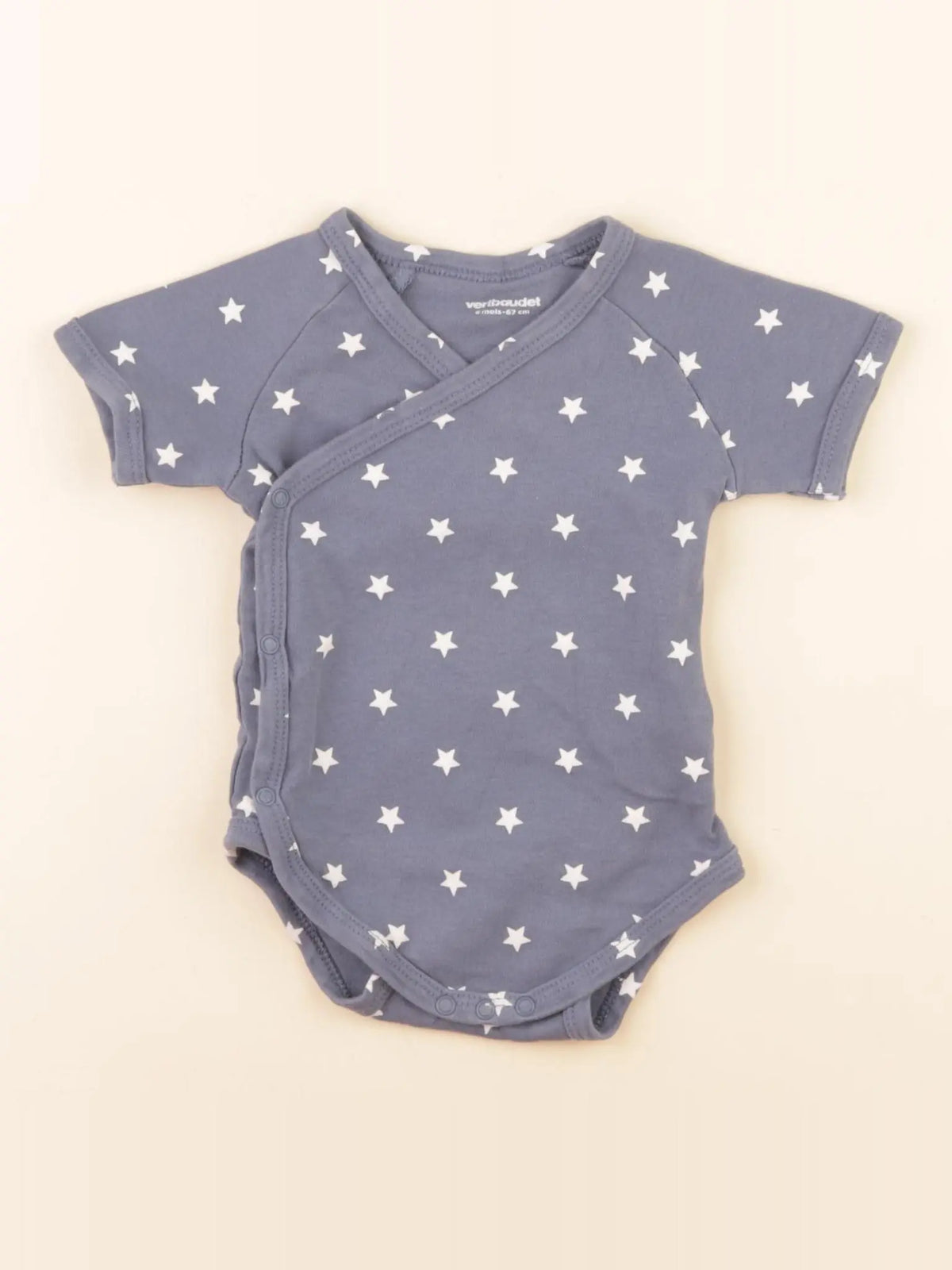 Vertbaudet - body bleu, blanc - 6 mois