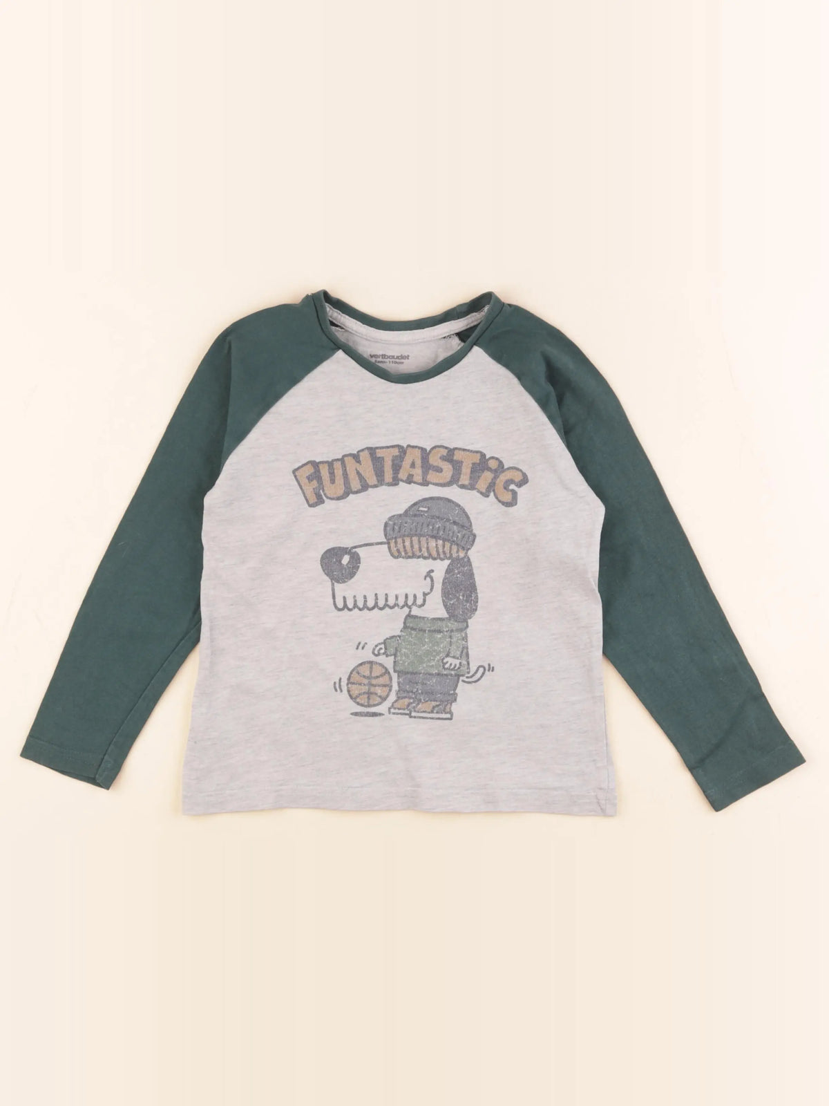 Vertbaudet - tee-shirt gris, vert - 5 ans