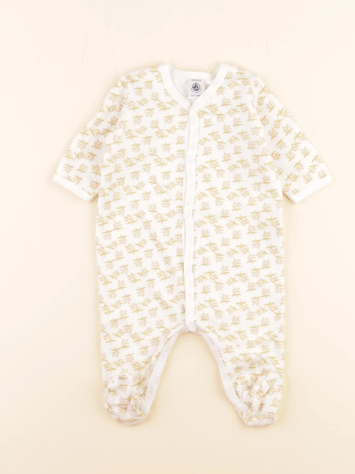 Petit Bateau - pyjama coton blanc, jaune - 3 mois