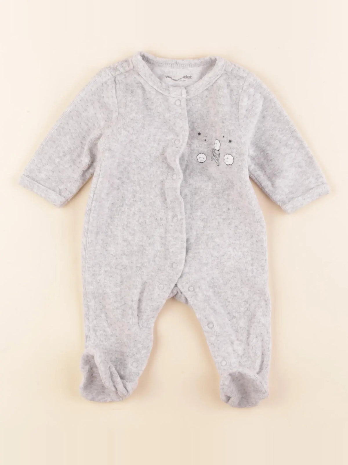 Vertbaudet - pyjama velours gris - 0 mois