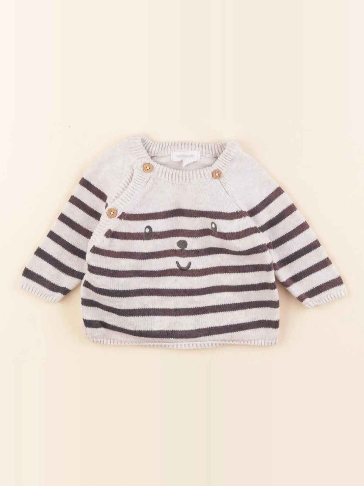 Vertbaudet - pull gris - 1 mois