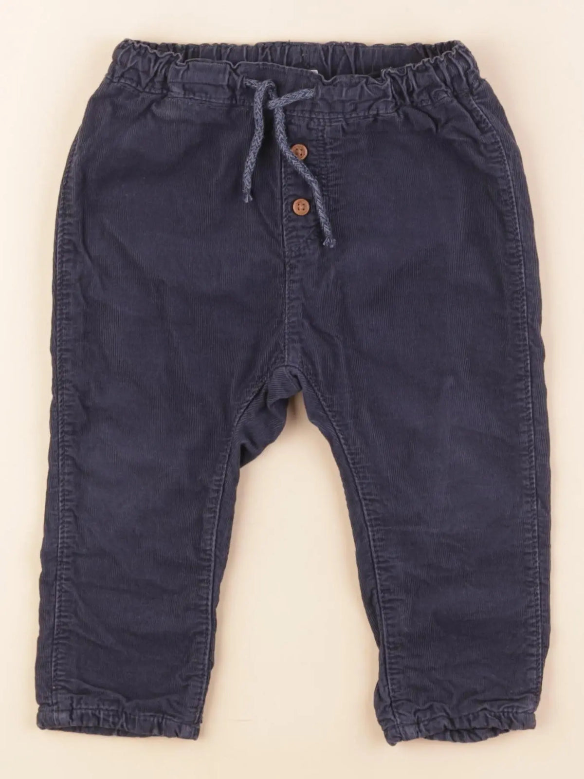 H&M - pantalon doublé bleu - 9/12 mois