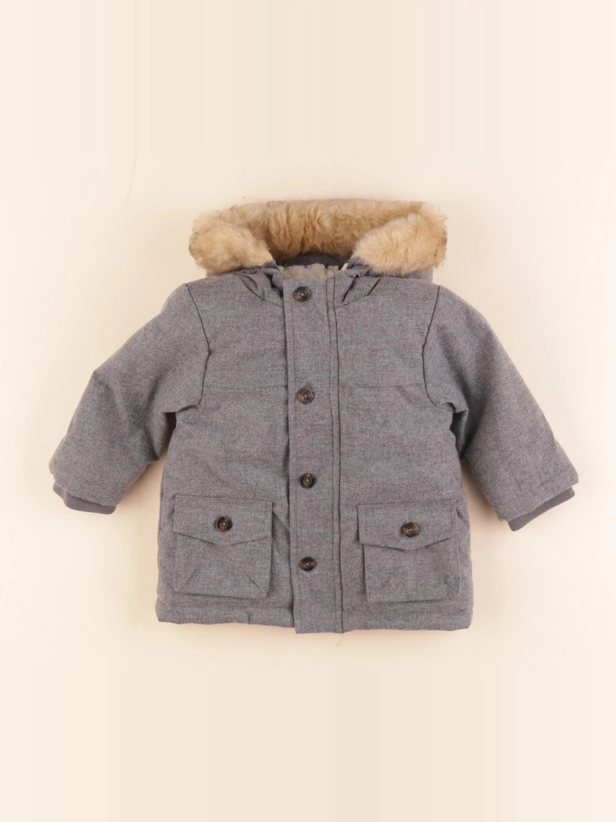 Vertbaudet - parka gris - 9 mois