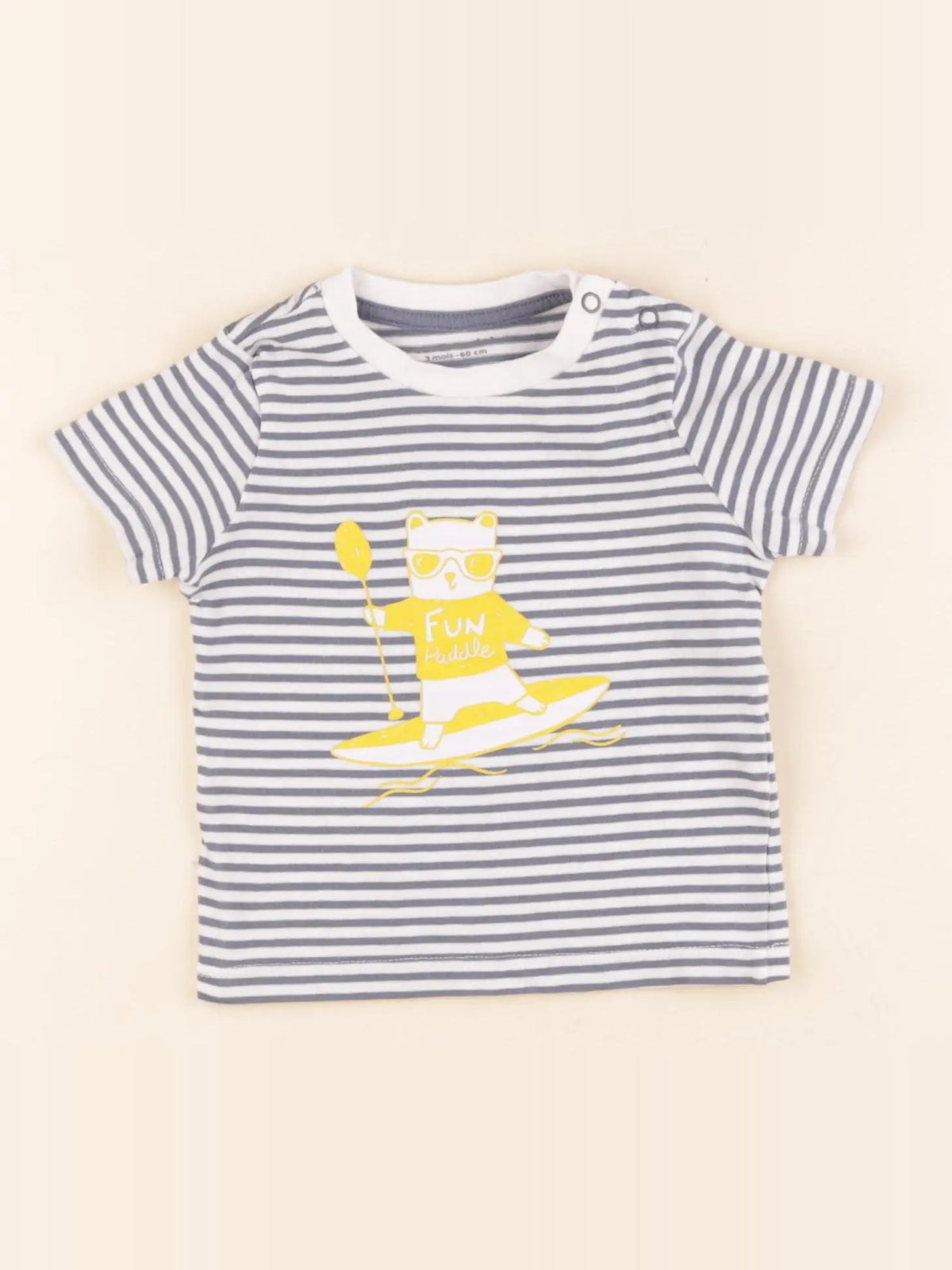 Vertbaudet - tee-shirt blanc, bleu - 3 mois