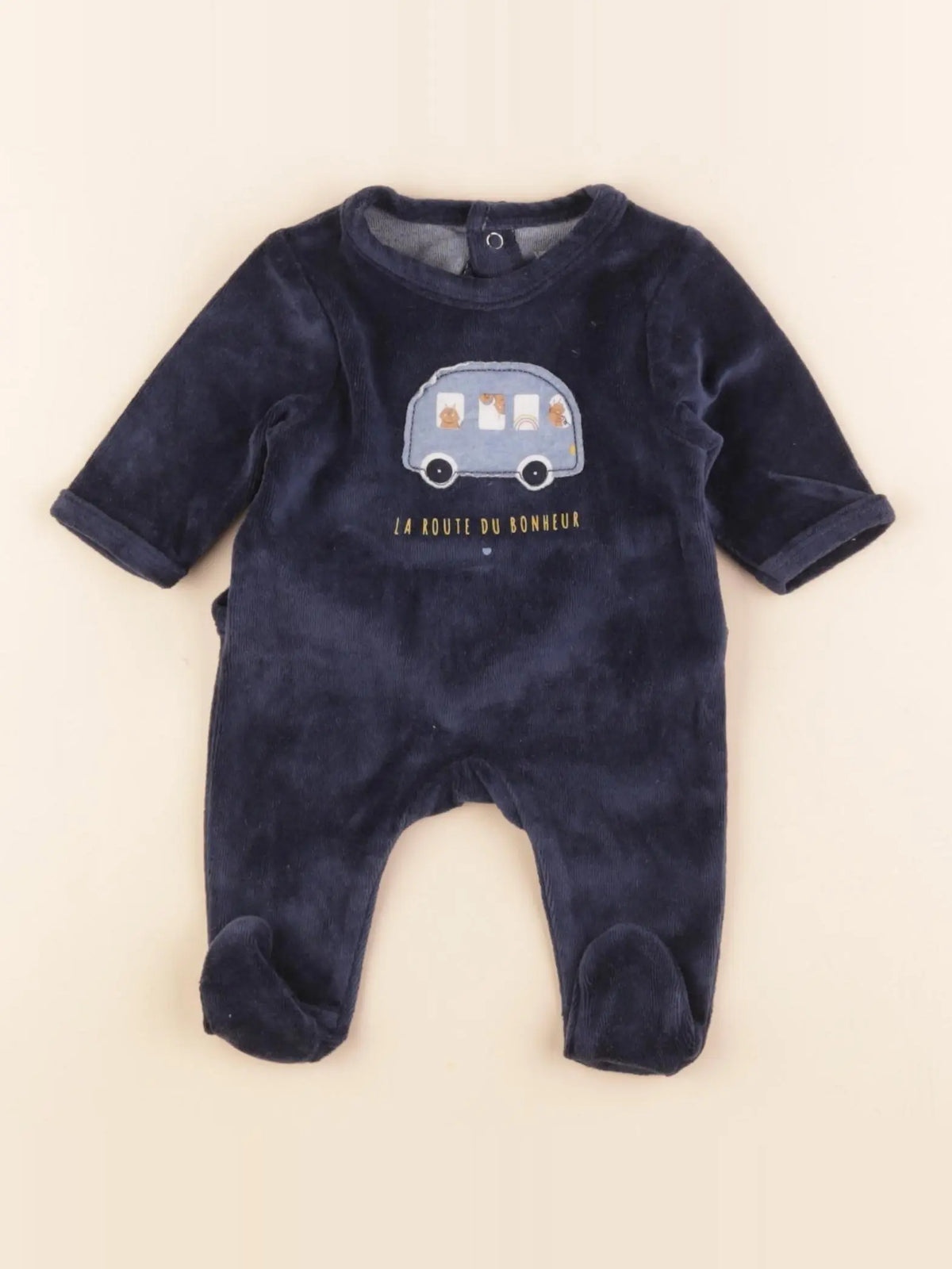Vertbaudet - pyjama velours bleu - 0 mois