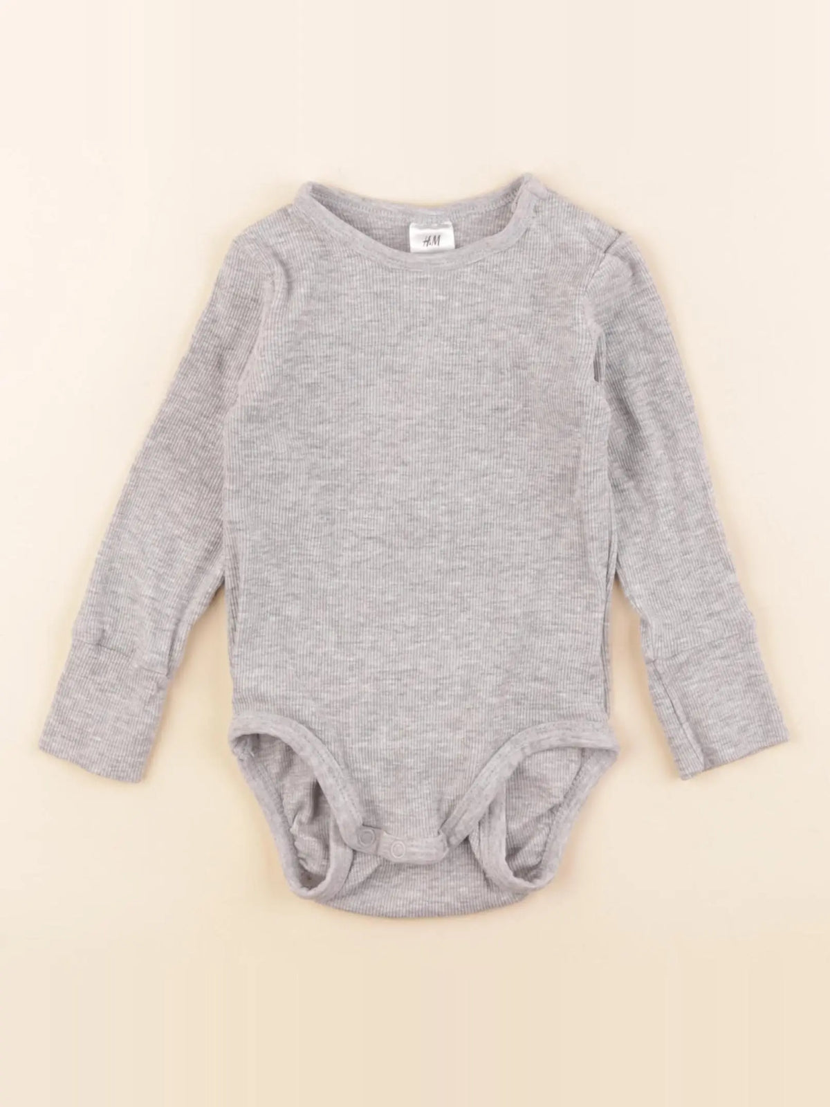 H&M - body gris - 6/9 mois