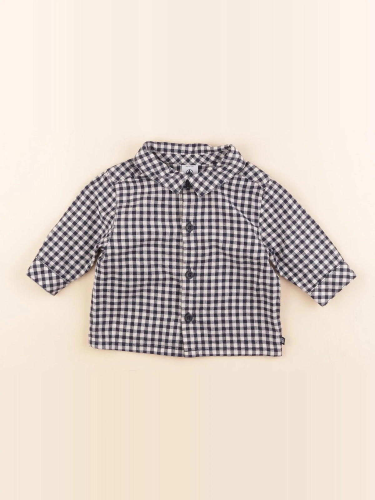 Petit Bateau - chemise blanc, bleu - 6 mois