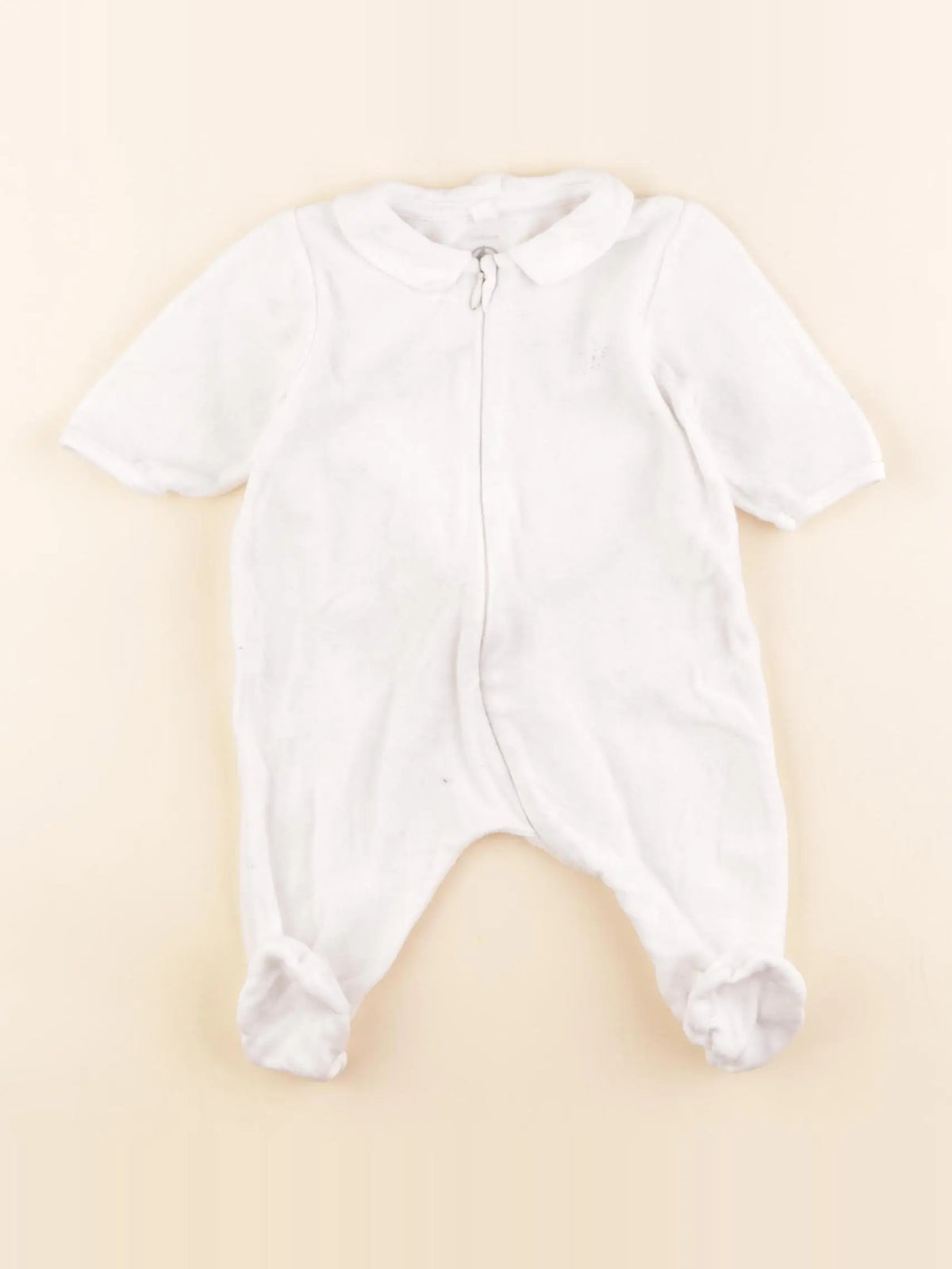 Petit Bateau - pyjama velours blanc - 1 mois