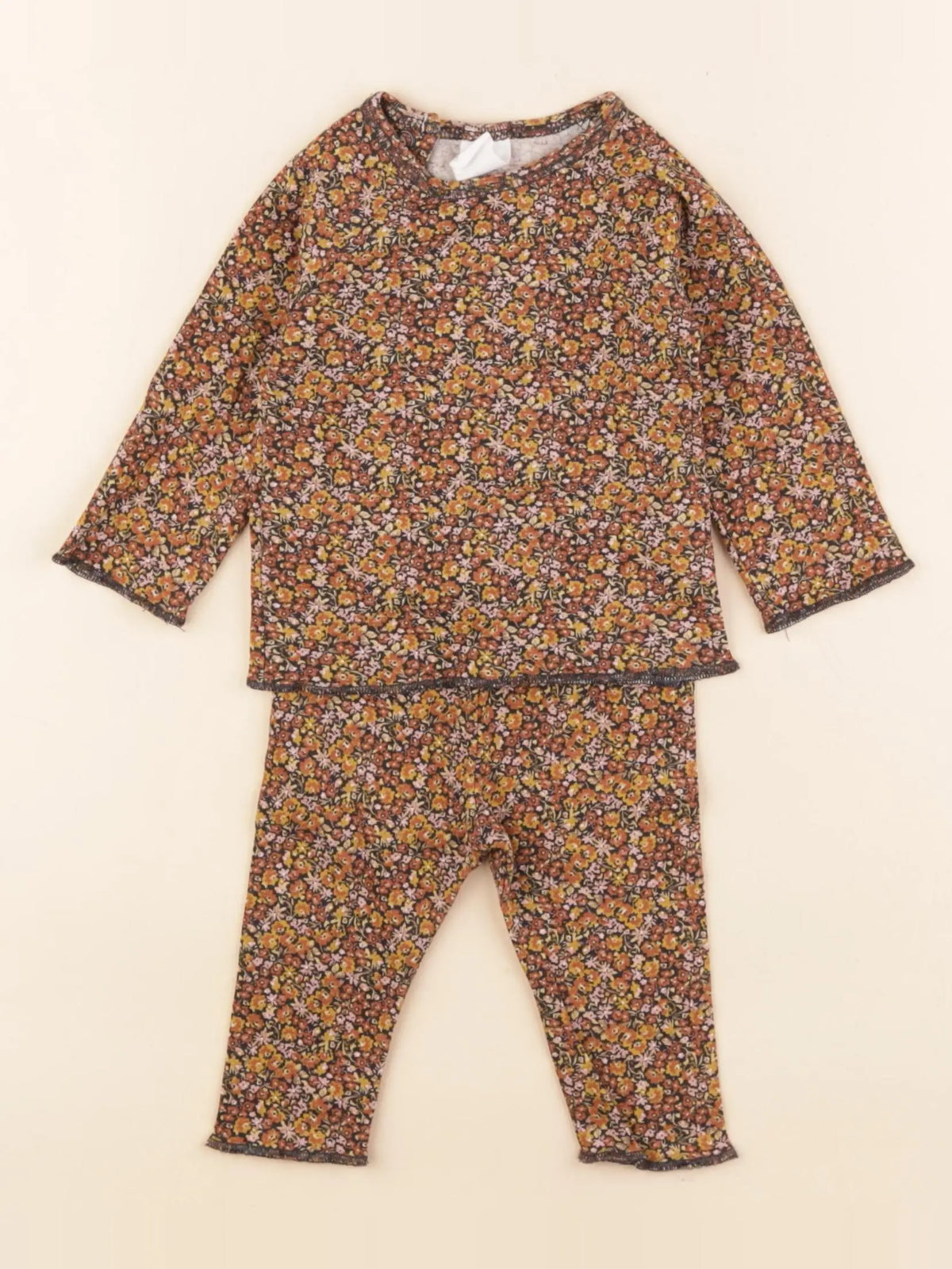 H&M - ensemble marron, jaune - 2/4 mois