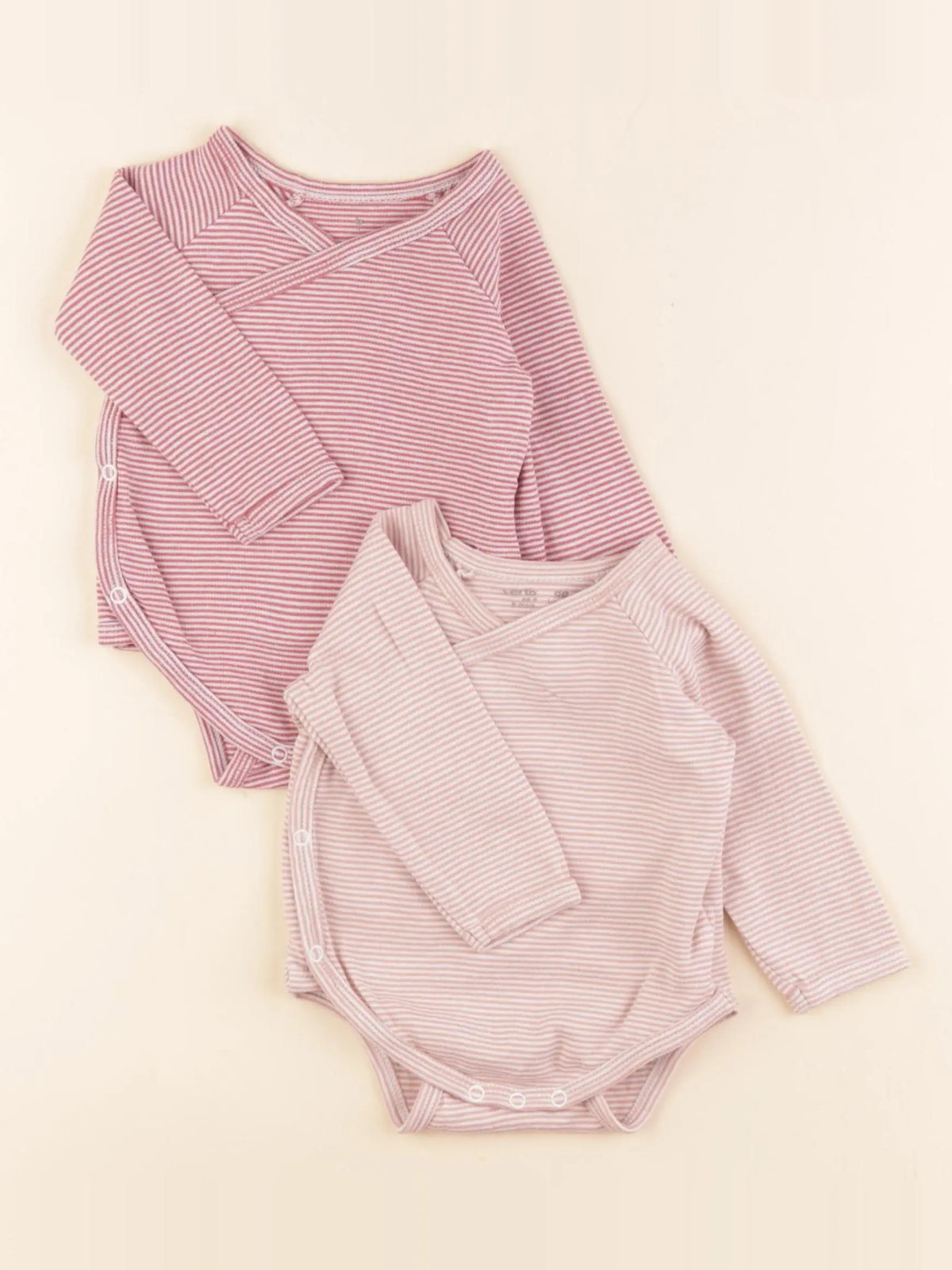 Vertbaudet - lot de 2 bodies en coton blanc, rose - 6 mois