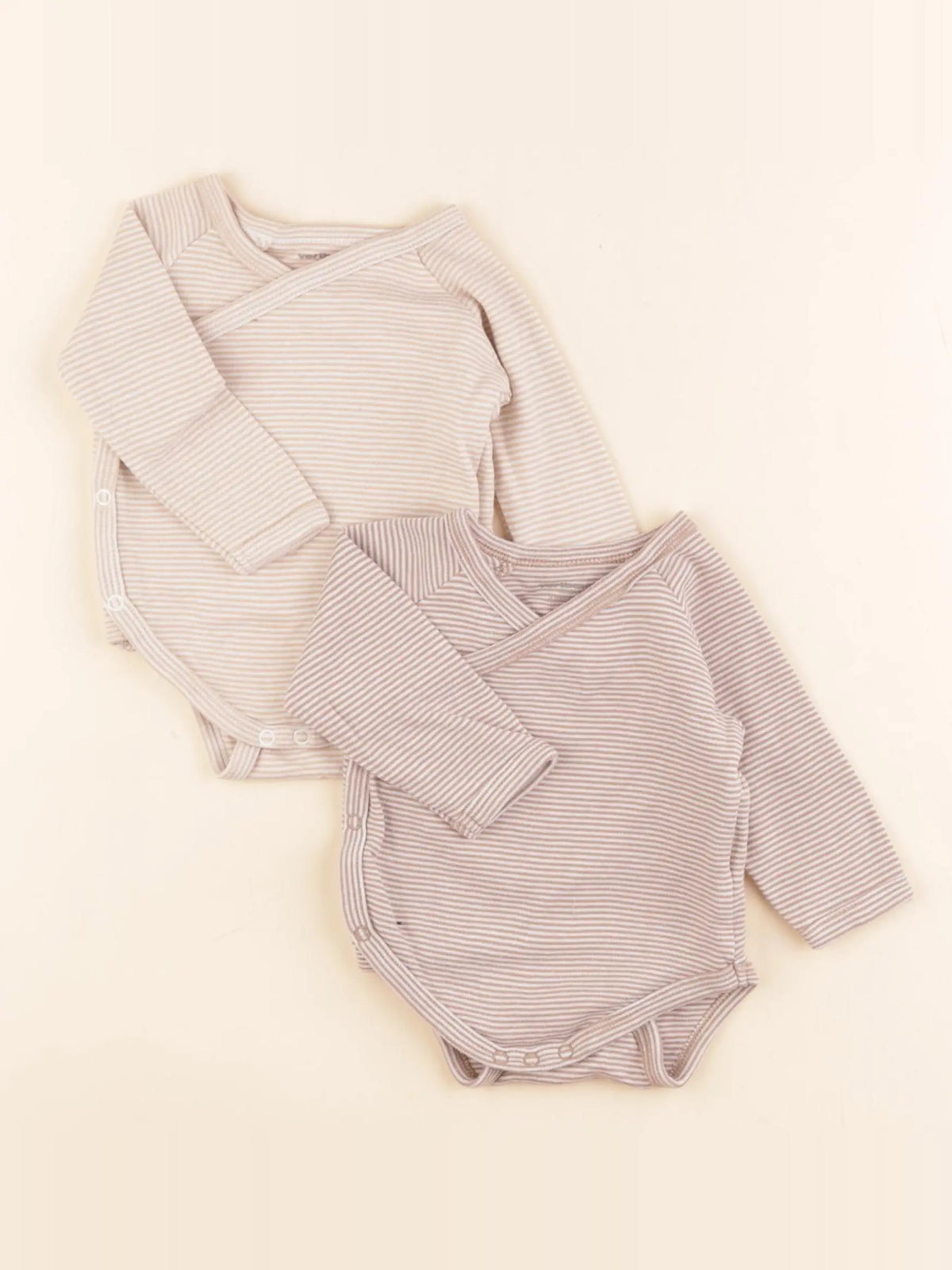 Vertbaudet - lot de 2 bodies en coton blanc, marron - 3 mois