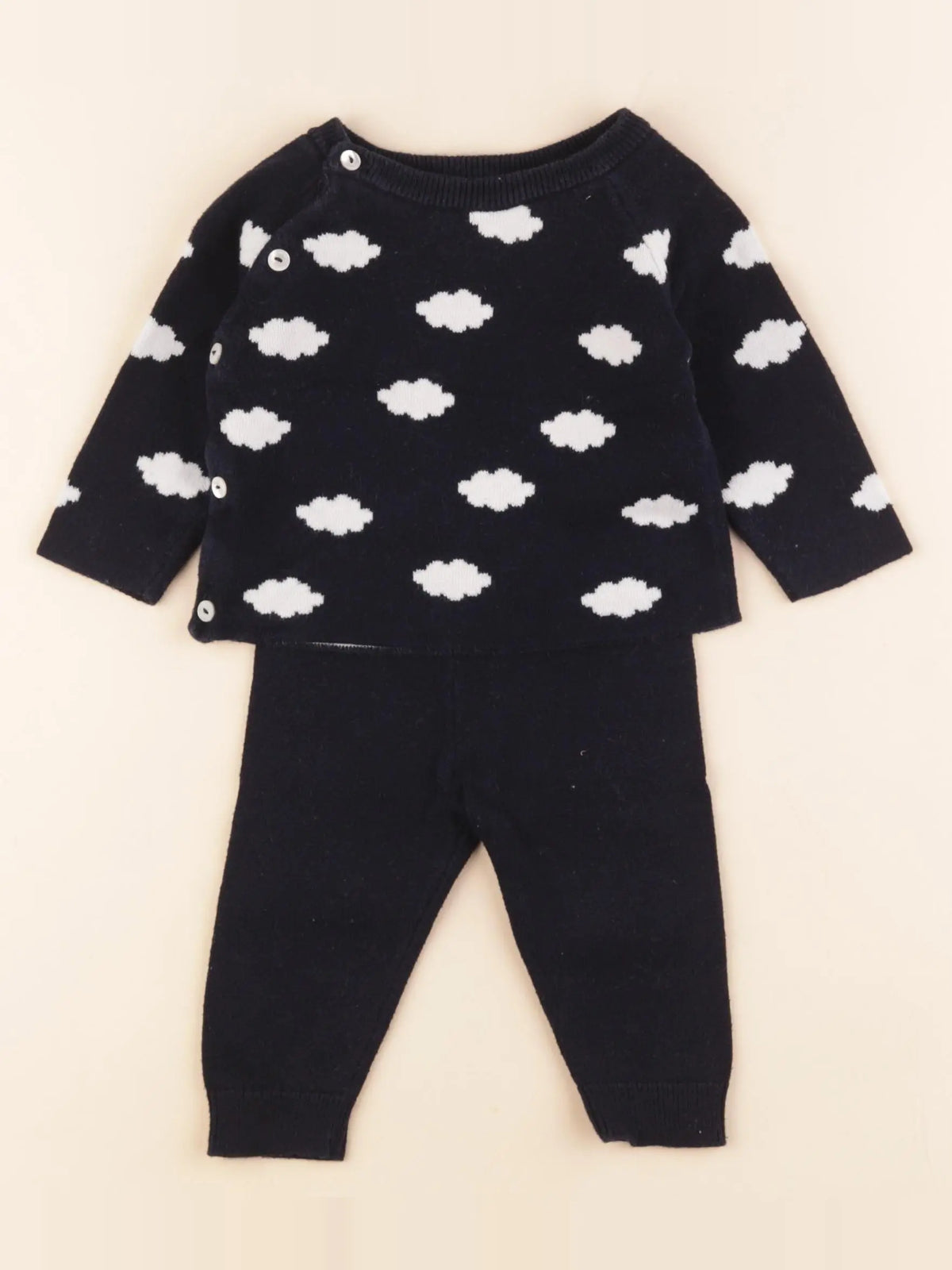 Jacadi - ensemble bleu, blanc - 6 mois