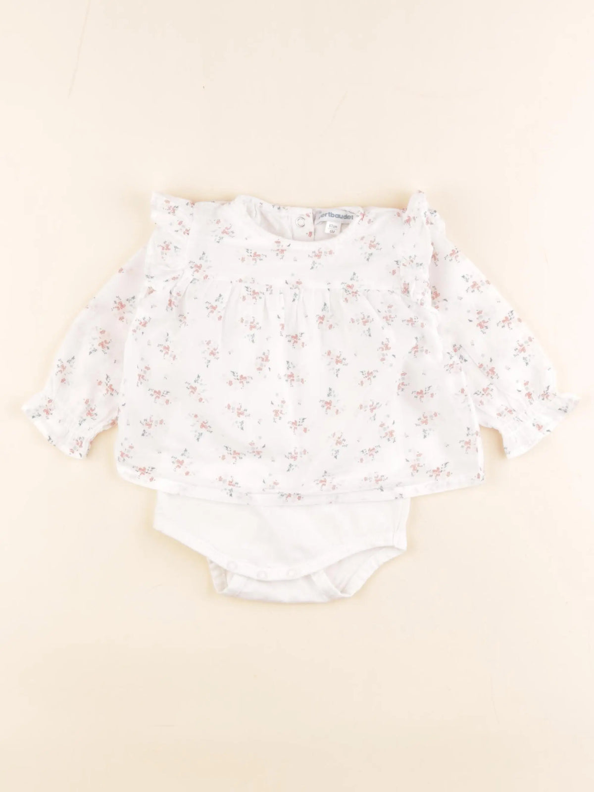 Vertbaudet - body blouse blanc - 6 mois