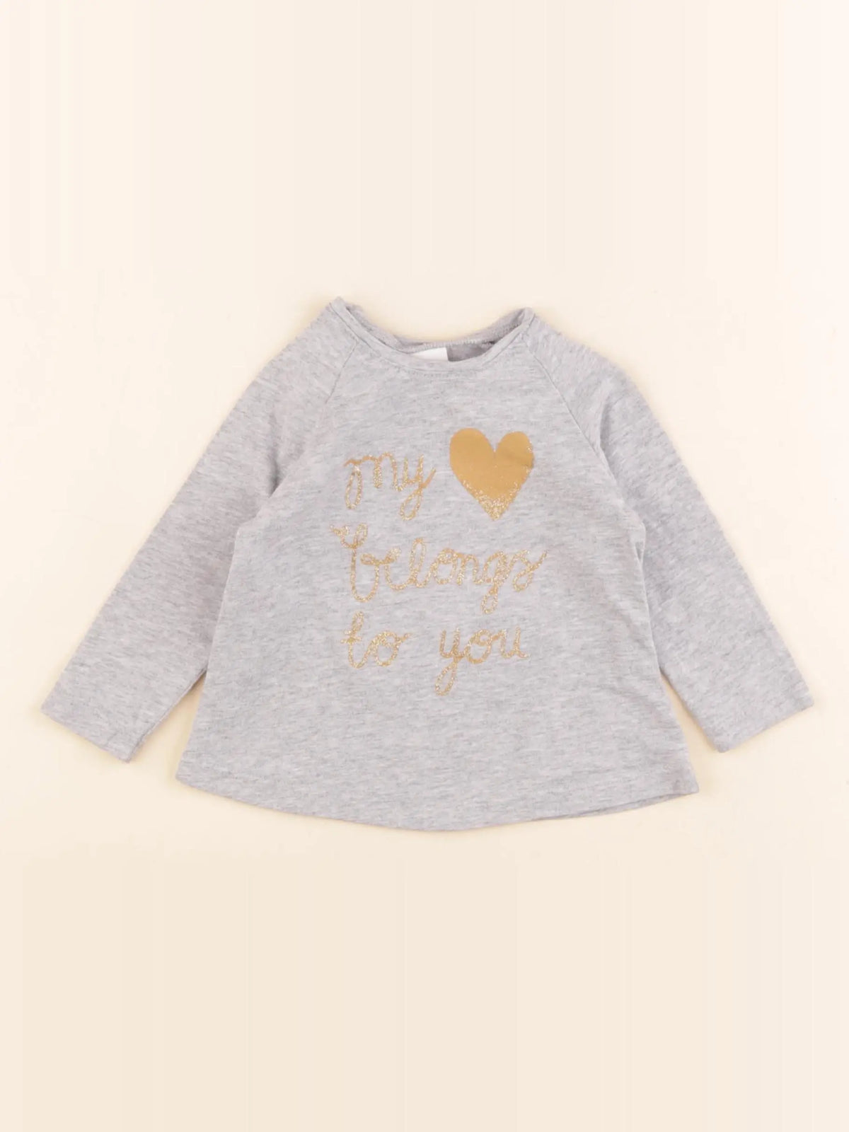 H&M - tee-shirt gris, or - 4/6 mois