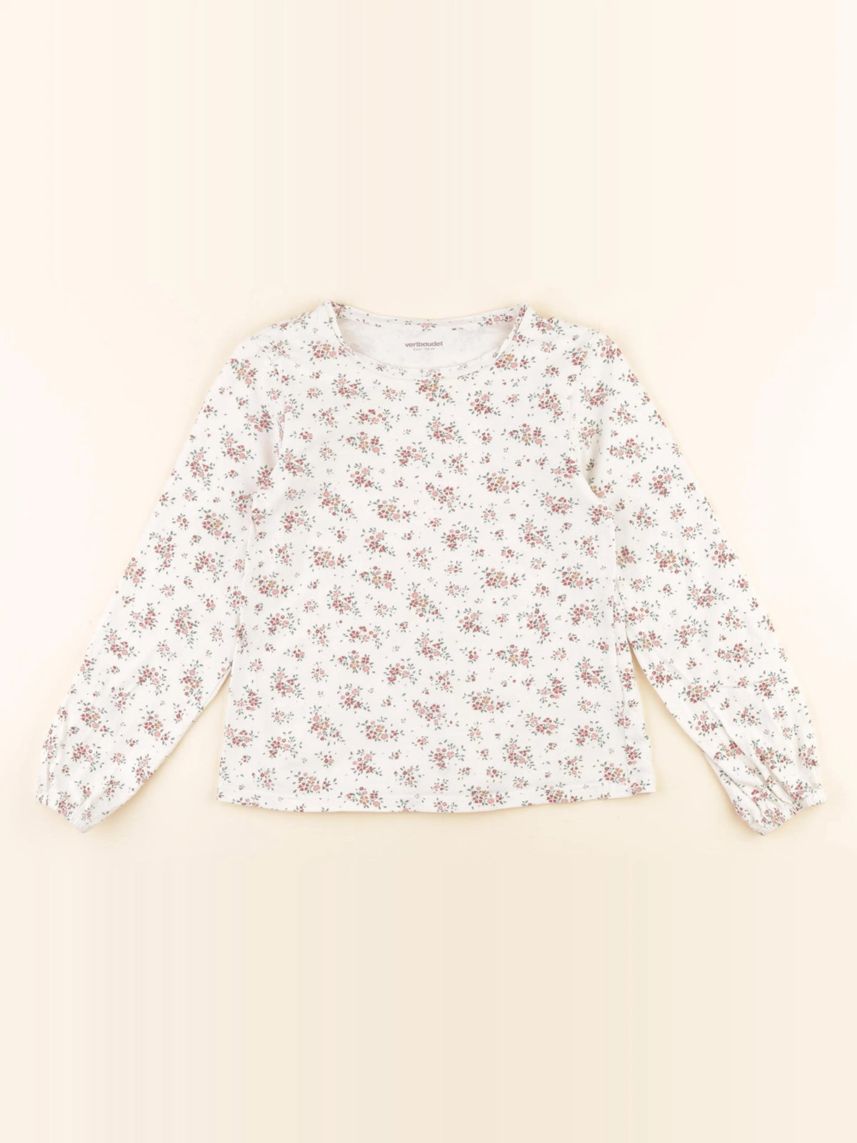Vertbaudet - tee-shirt beige, vert - 8 ans