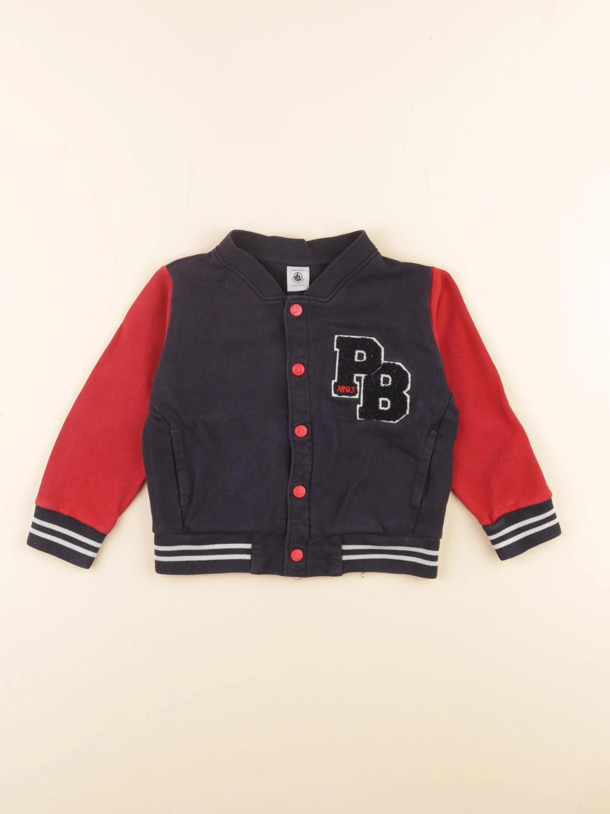 Petit Bateau - sweat bleu, rouge - 3 ans