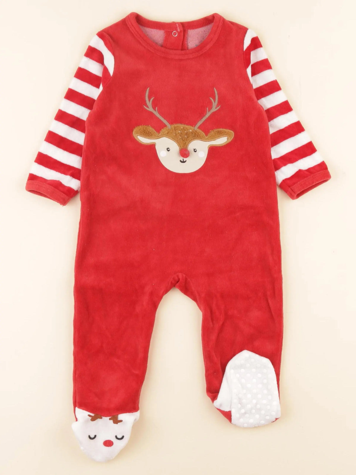 Vertbaudet - pyjama velours rouge - 9 mois