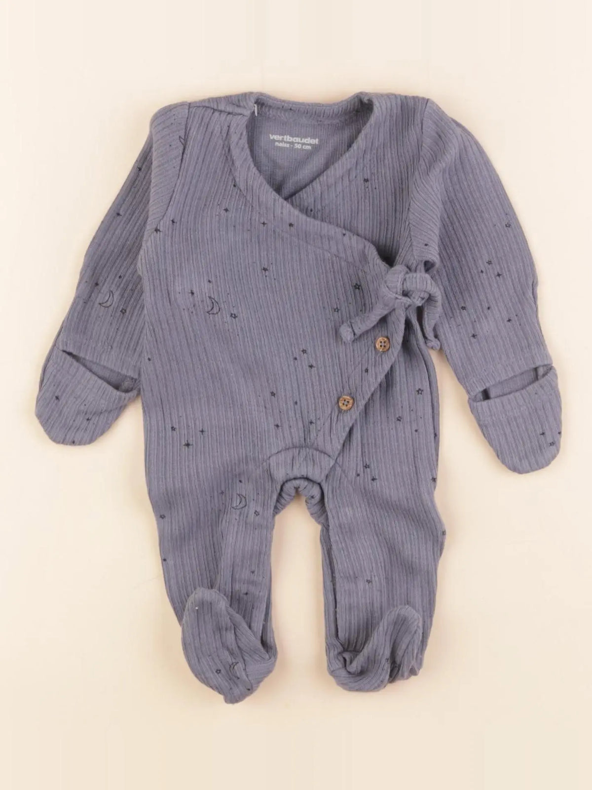 Vertbaudet - pyjama coton bleu - 0 mois