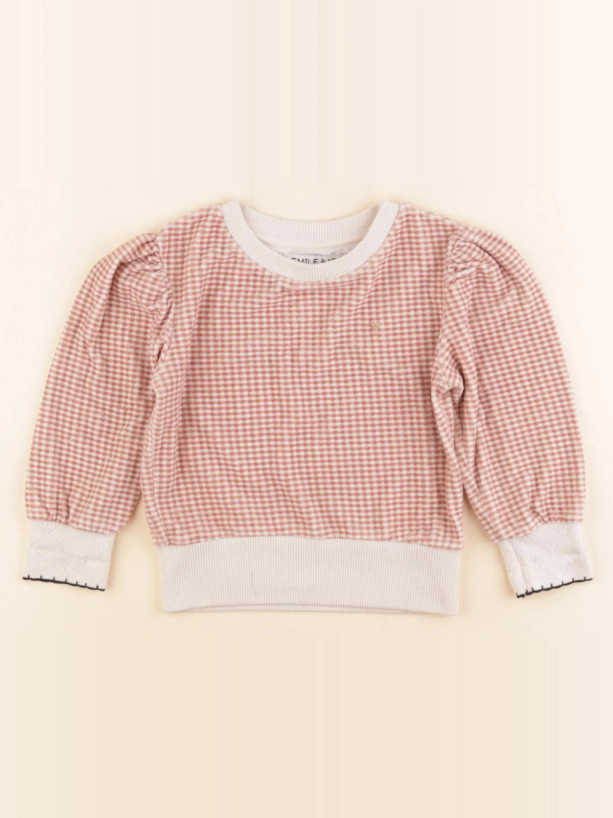 Emile et Ida - sweat éponge blanc, rose - 3 ans