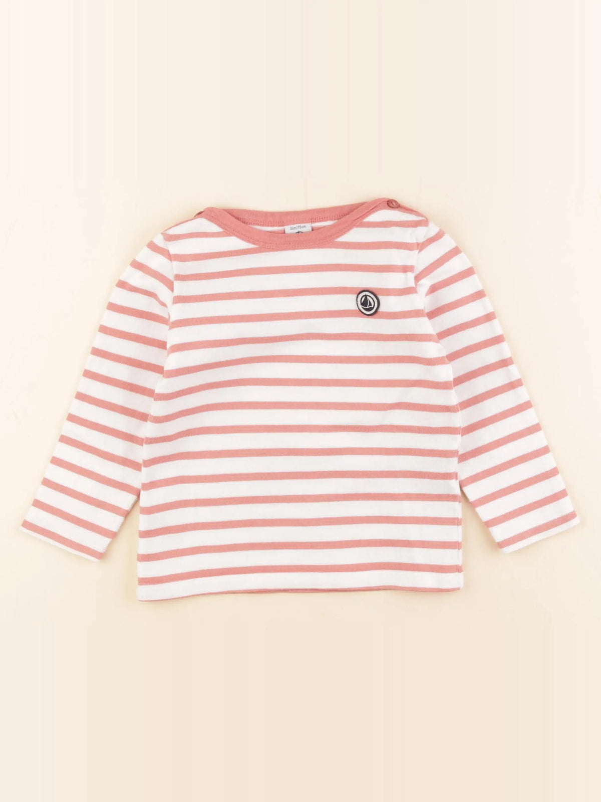 Petit Bateau - tee-shirt blanc, rose - 36 mois