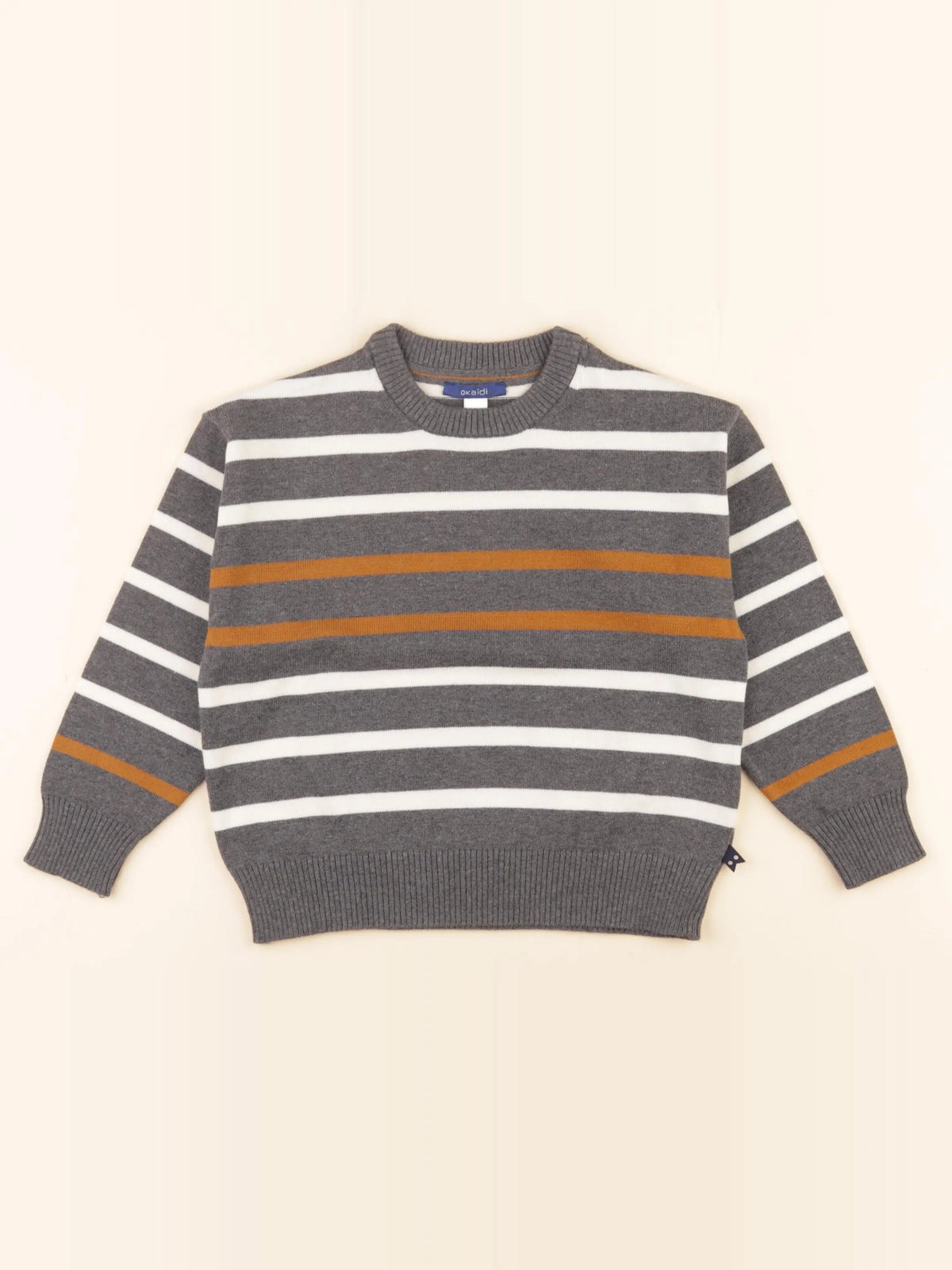 Okaidi - pull gris, beige - 5 ans